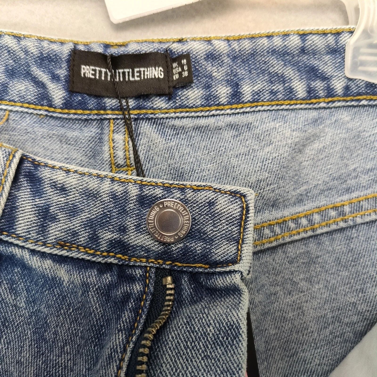 Other PrettyLittleThing Vintage Wash Ripped Longline Jean Shorts 6 Size 28" / US 6 / IT 42 - 3 Thumbnail