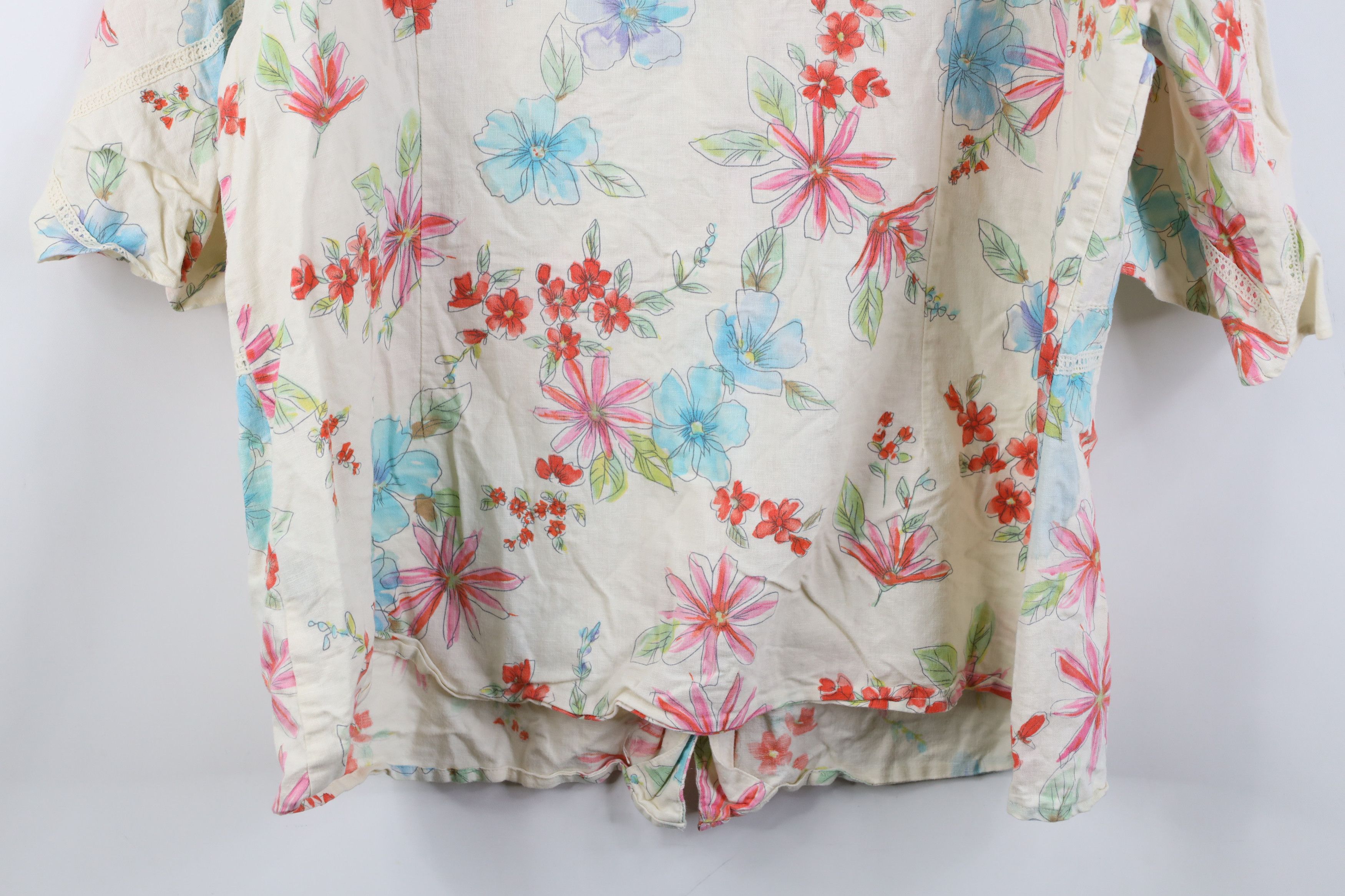 Vintage Vintage 90s Y2K Streetwear Flared Sleeve Flower Button Shirt Size XXL / US 16-18 / IT 52-54 - 14 Thumbnail