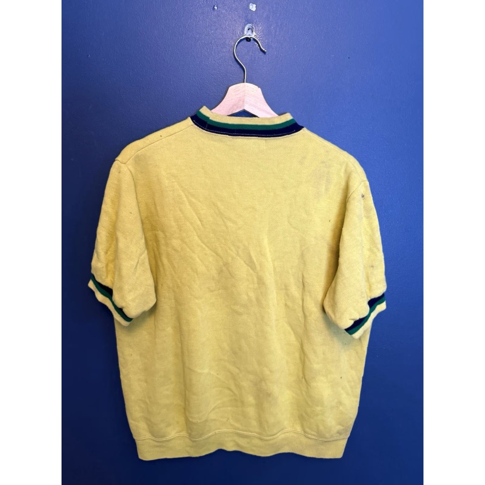 Vintage VINTAGE Creslan Sweatshirt Shirt Yellow Men's XL Short Sleeve 60’s Pullover Distressed Mens Size US XL / EU 56 / 4 - 5 Thumbnail