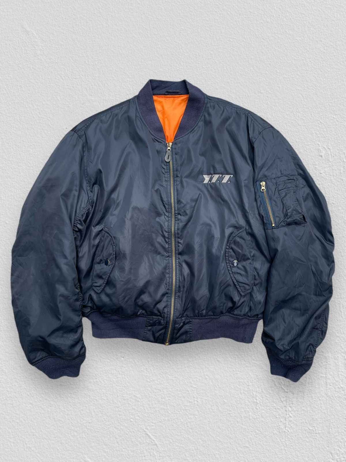 Vintage 🔥Vintage Japanese Brand MA-1 Embroidered Logo Bomber Jacket Size US L / EU 52-54 / 3 - 1 Thumbnail