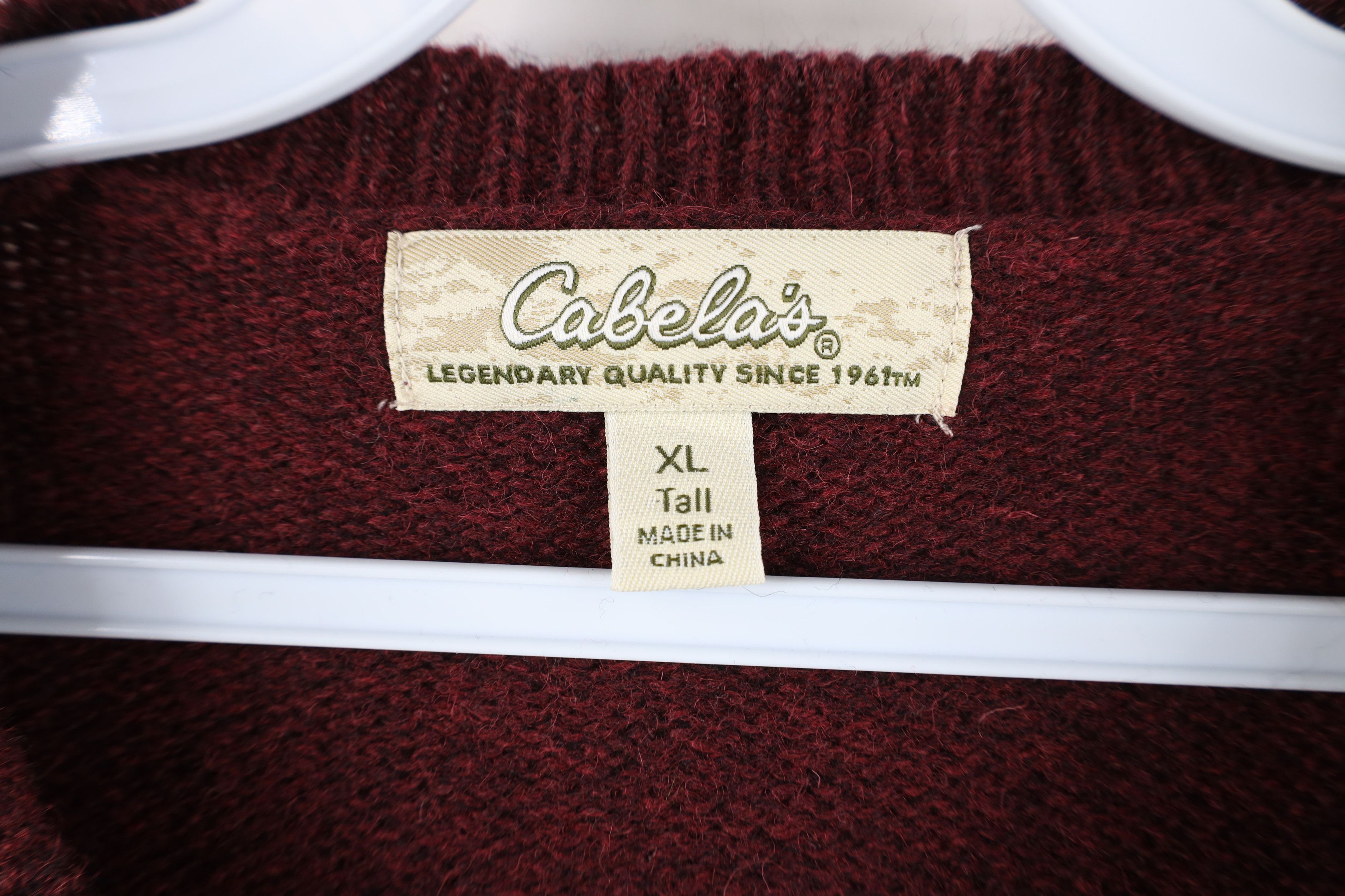 Cabelas Vintage Cabelas Blank Wool Knit Crewneck Sweater Heather Red Size US XL / EU 56 / 4 - 5 Thumbnail