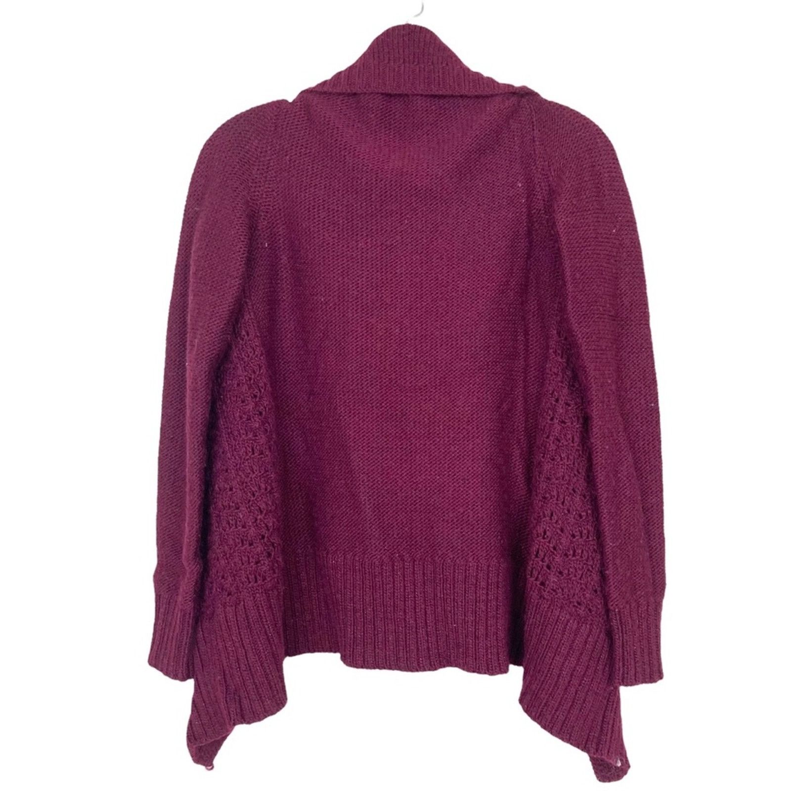 American Eagle Outfitters American Eagle Maroon Knit Sparkle Wool Blend Cardigan Sz S Size S / US 4 / IT 40 - 4 Thumbnail