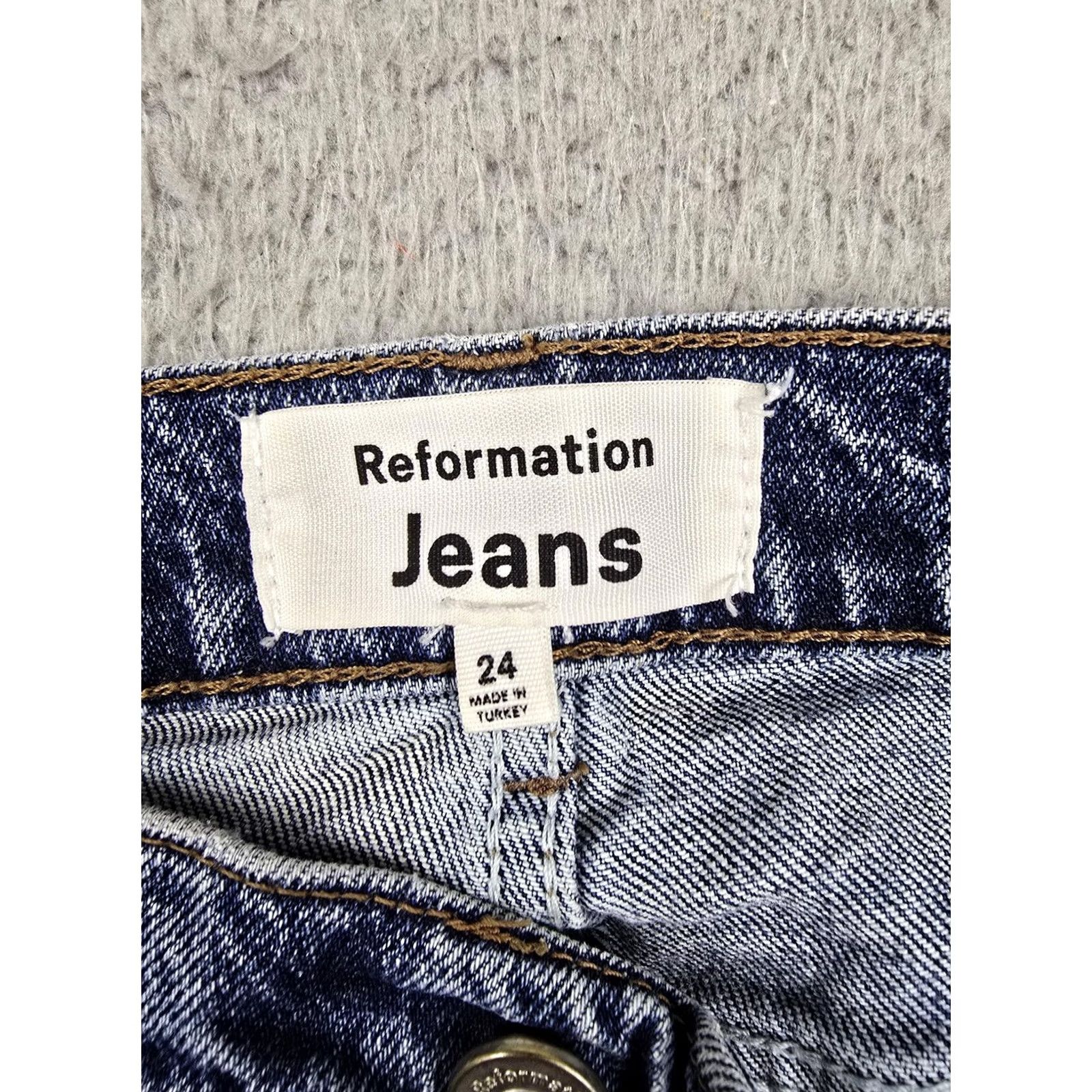 Reformation Reformation Jeans Womens 24 High Rise Straight Blue Liza Ultra 32 Medium Wash Size 42" / US 20 - 3 Thumbnail