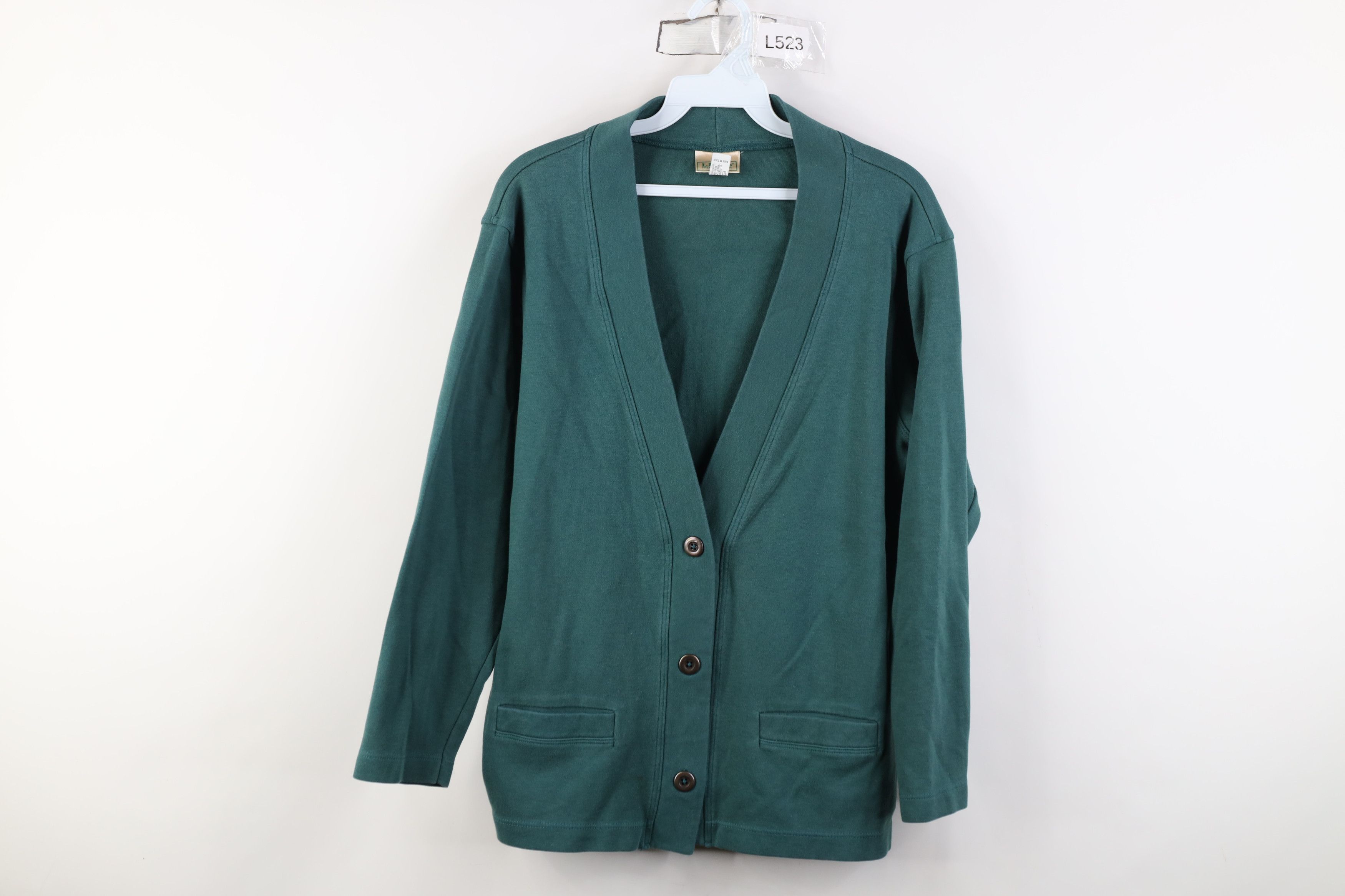 L.L. Bean Vintage 90s LL Bean Blank Cotton Cardigan Sweater Green USA Size M / US 6-8 / IT 42-44 - 1 Thumbnail