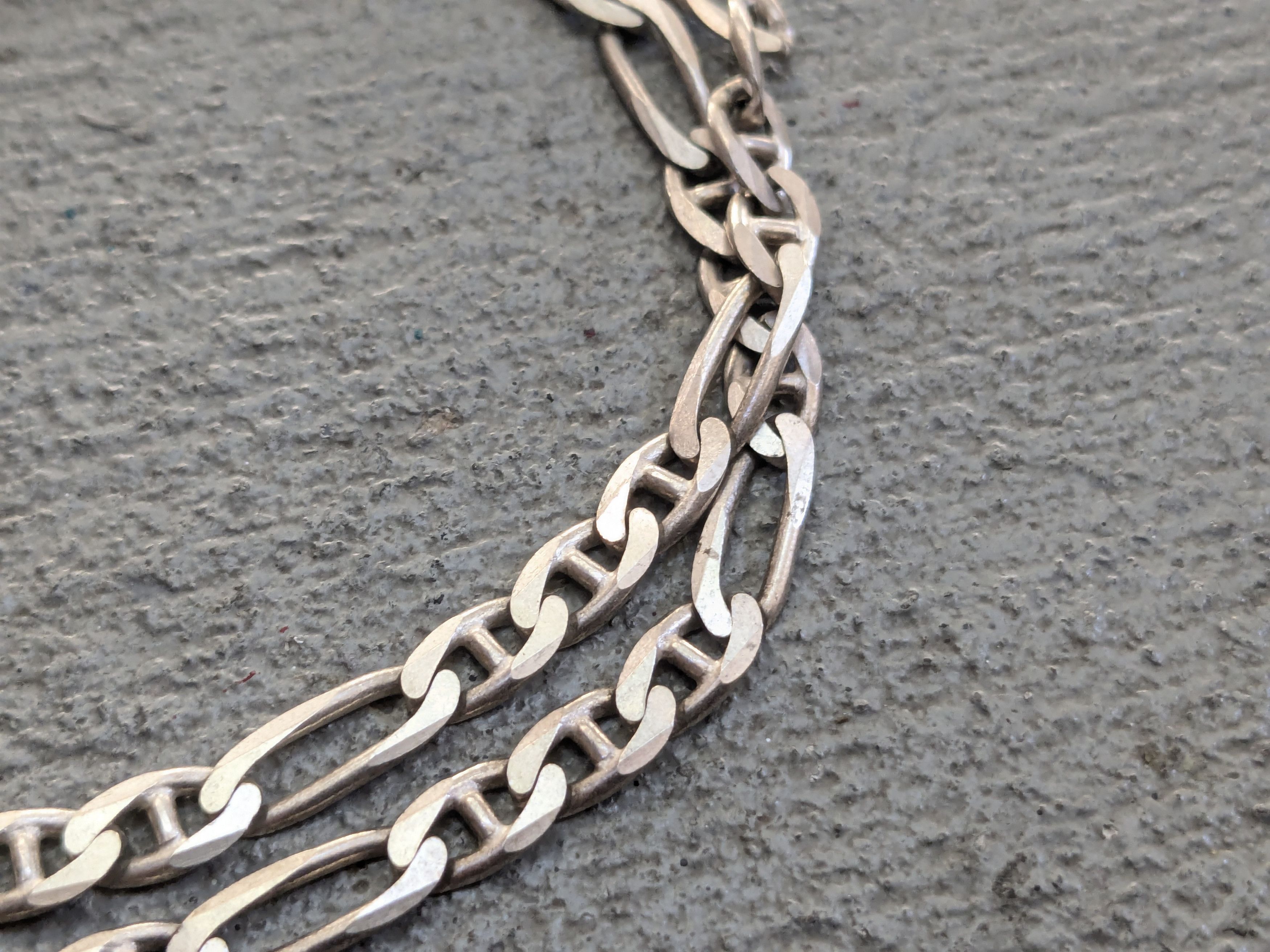 Vintage Vintage Sterling Silver Necklace Figaro 20" Punk Biker Italy Size ONE SIZE - 5 Thumbnail