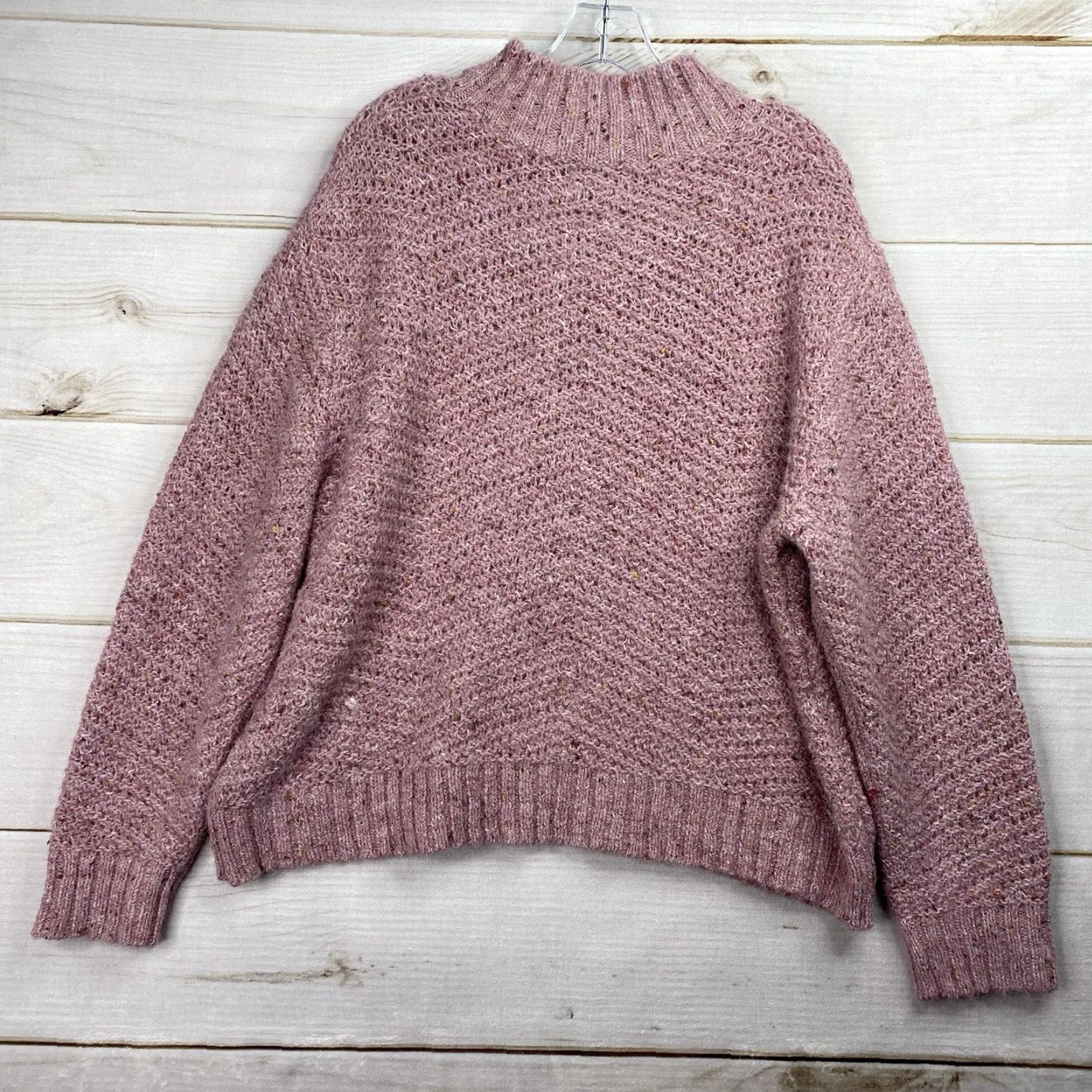 Old Navy OLD NAVY Pink Women's XXL Pullover Mock Neck Fuzzy Knit Sweater - 2XL Casual Winter Fall Knit Raglan Long Sleeve Adult Women Size XXL / US 16-18 / IT 52-54 - 7 Thumbnail