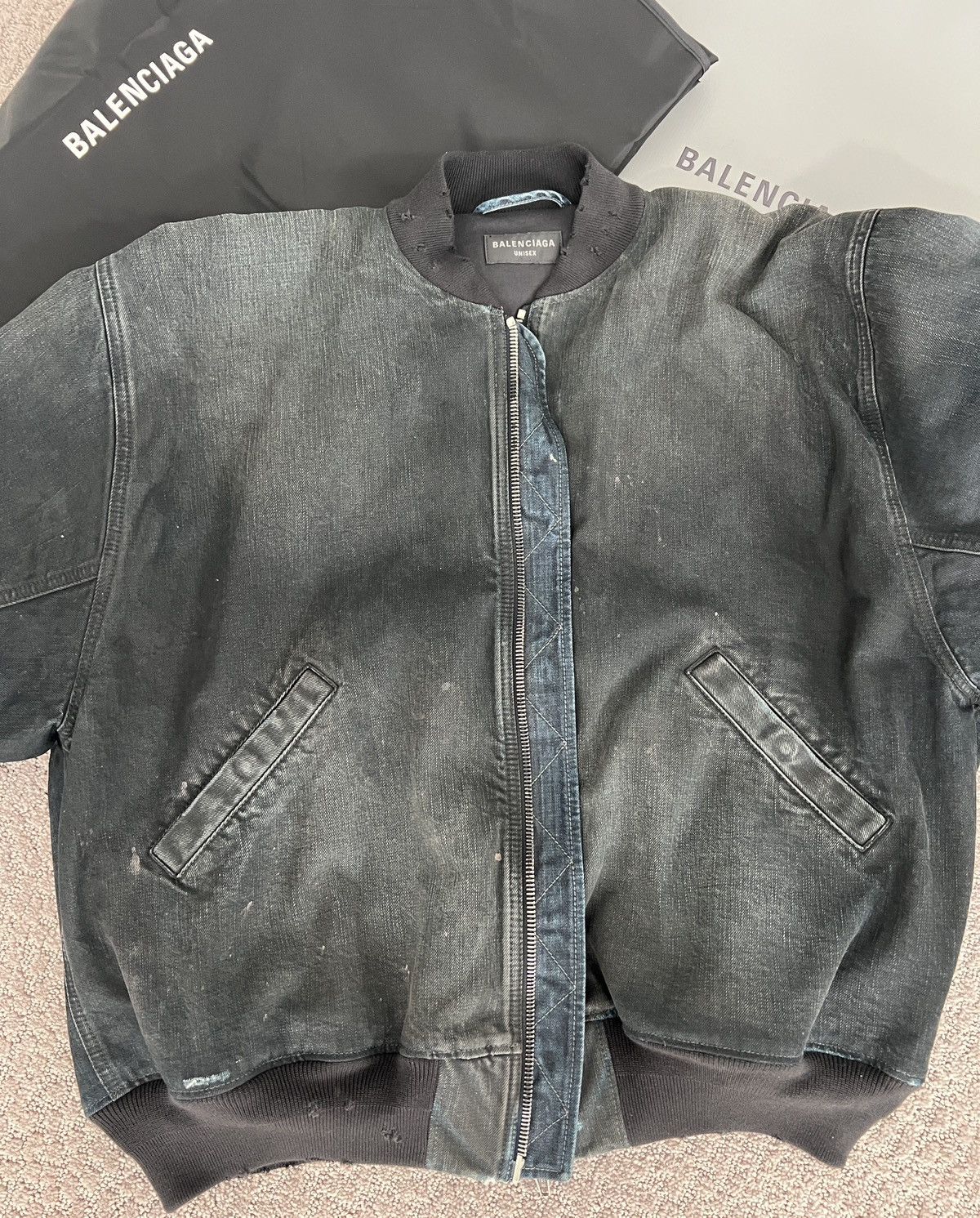 Balenciaga 25SS Mens Denim Bomber Jacket Size M