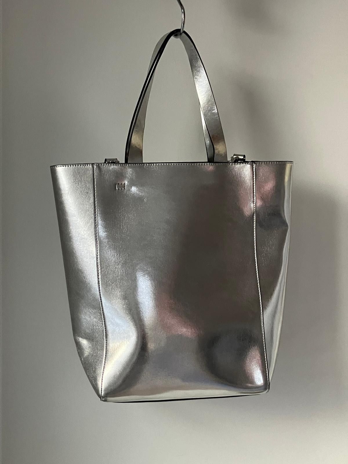 French Connection FRENCH CONNECTION Metallic Silver Tote Bag Size ONE SIZE - 2 Thumbnail