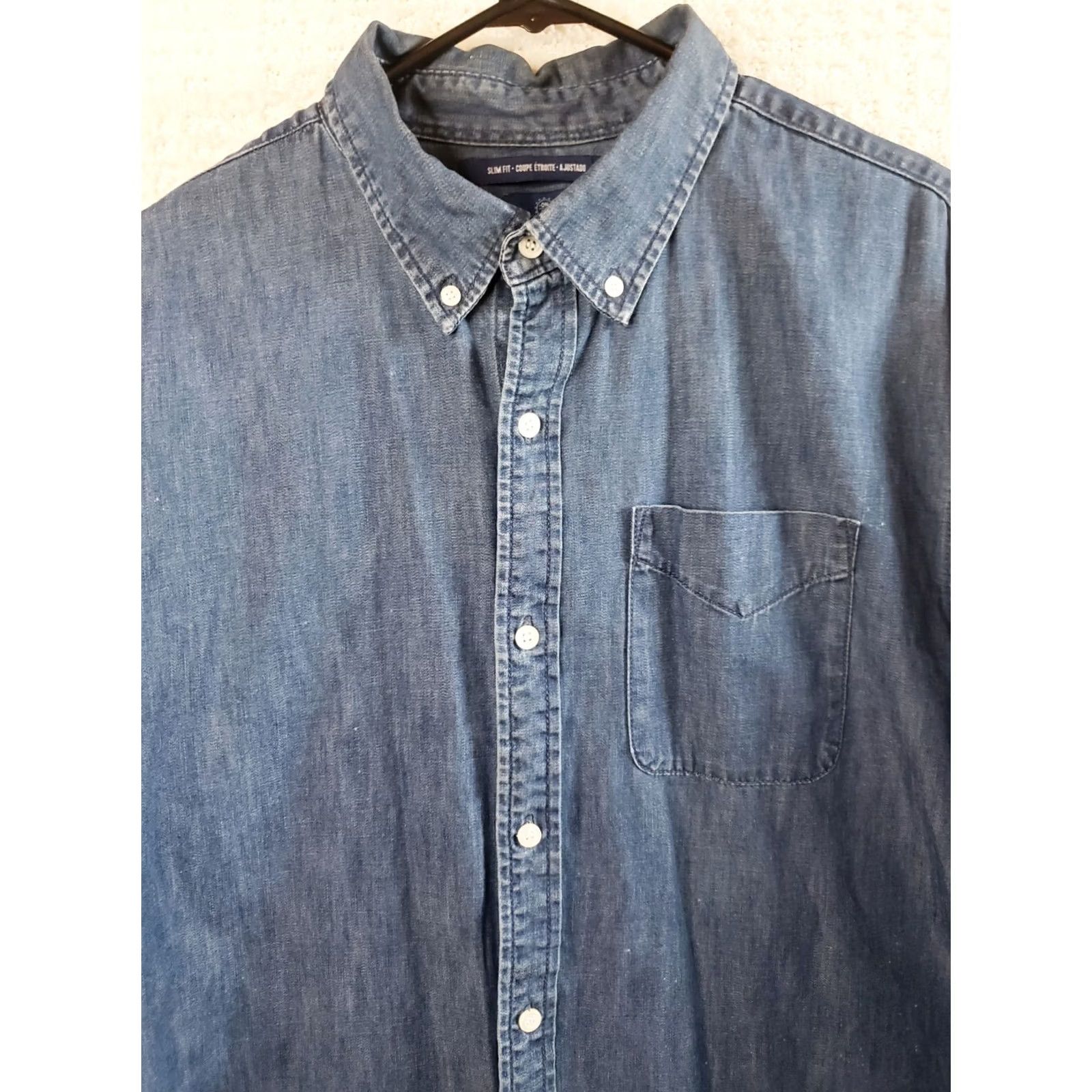 Old Navy Old Navy Denim Shirt Men XL Blue Long Sleeve Button-Up Collared Pocket Casual Classic Crochet? Size US XL / EU 56 / 4 - 3 Thumbnail