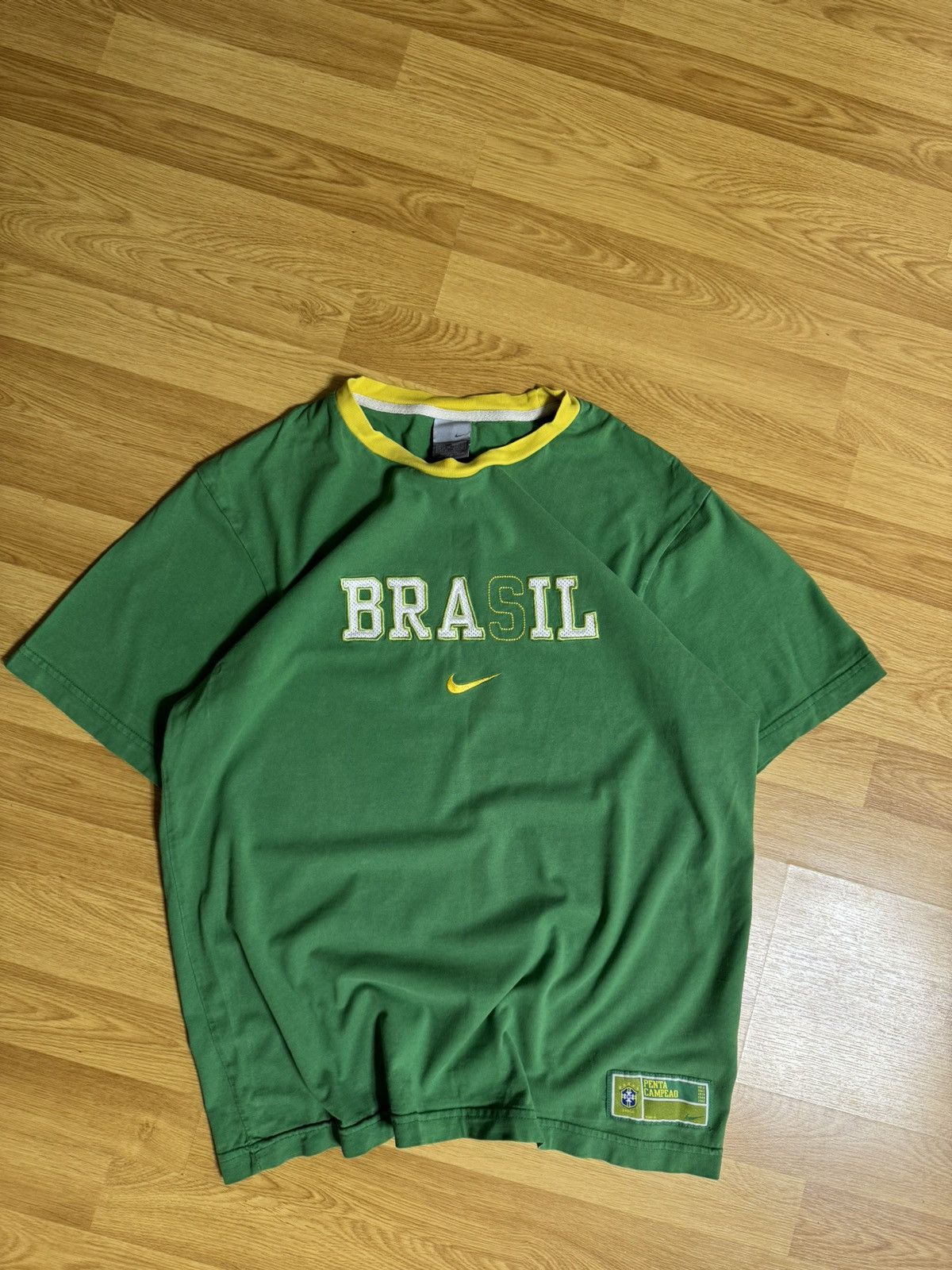 Pre-owned Nike X Vintage Nike Brazil T-shirt Tee Vintage 90's Soccer In Green
