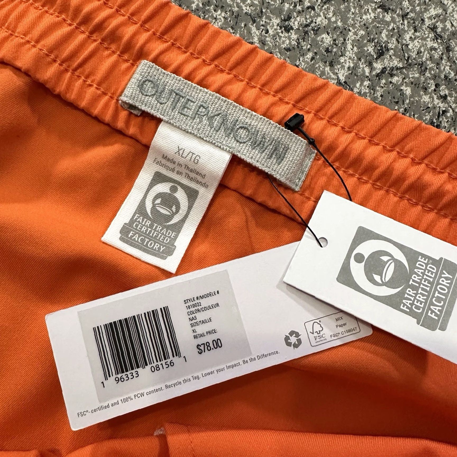 Outerknown Outerknown Nomadic Sports Shorts XL Mens Orange 7” Trunk Drawstring Pockets Lined Android? Size US 36 / EU 52 - 3 Thumbnail