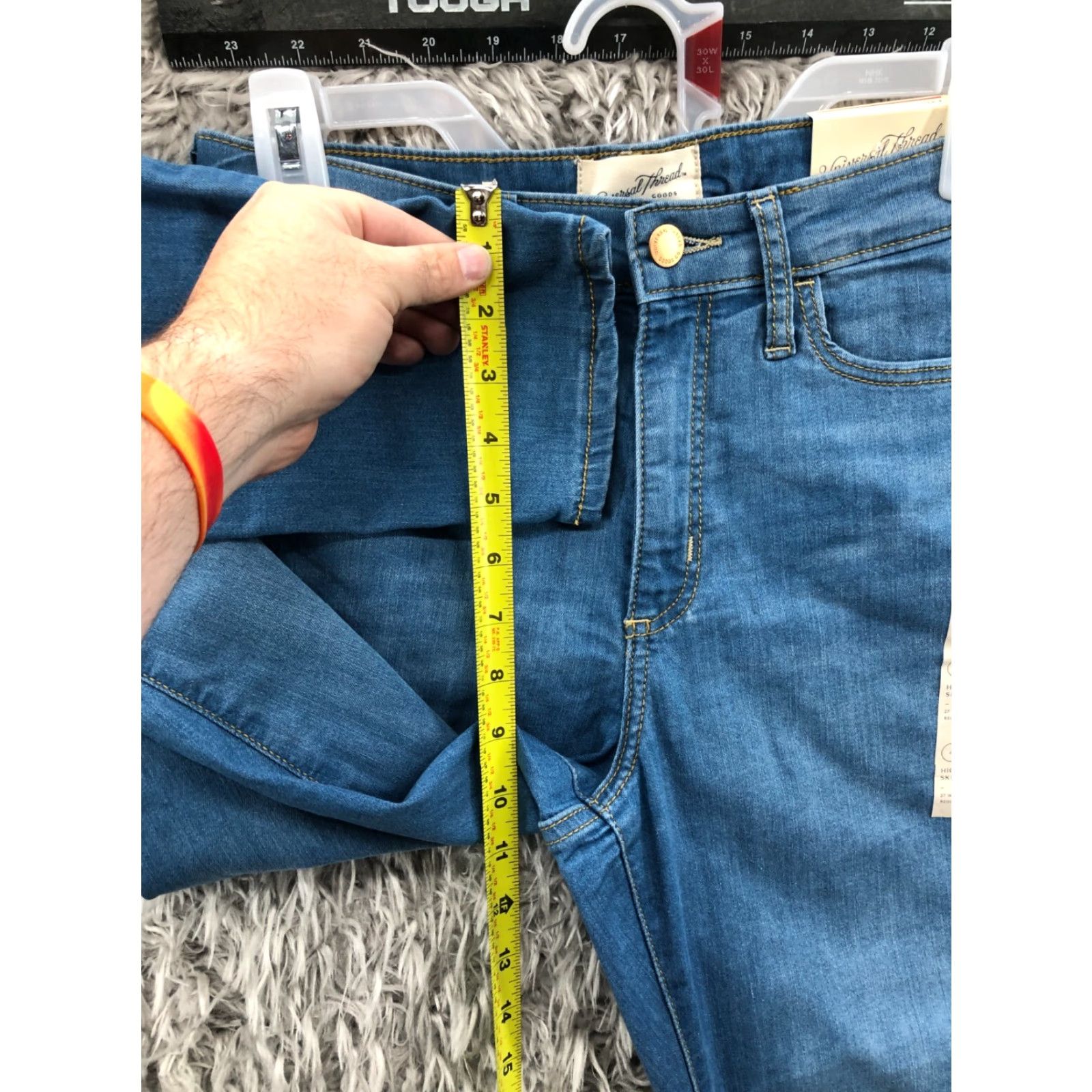 Vintage Universal Thread Jeans Skinny 4 Womens High Rise Dark Blue Denim 5-Pocket Stretch Regular Cut Tapered? Size 27" / US 4 / IT 40 - 4 Thumbnail