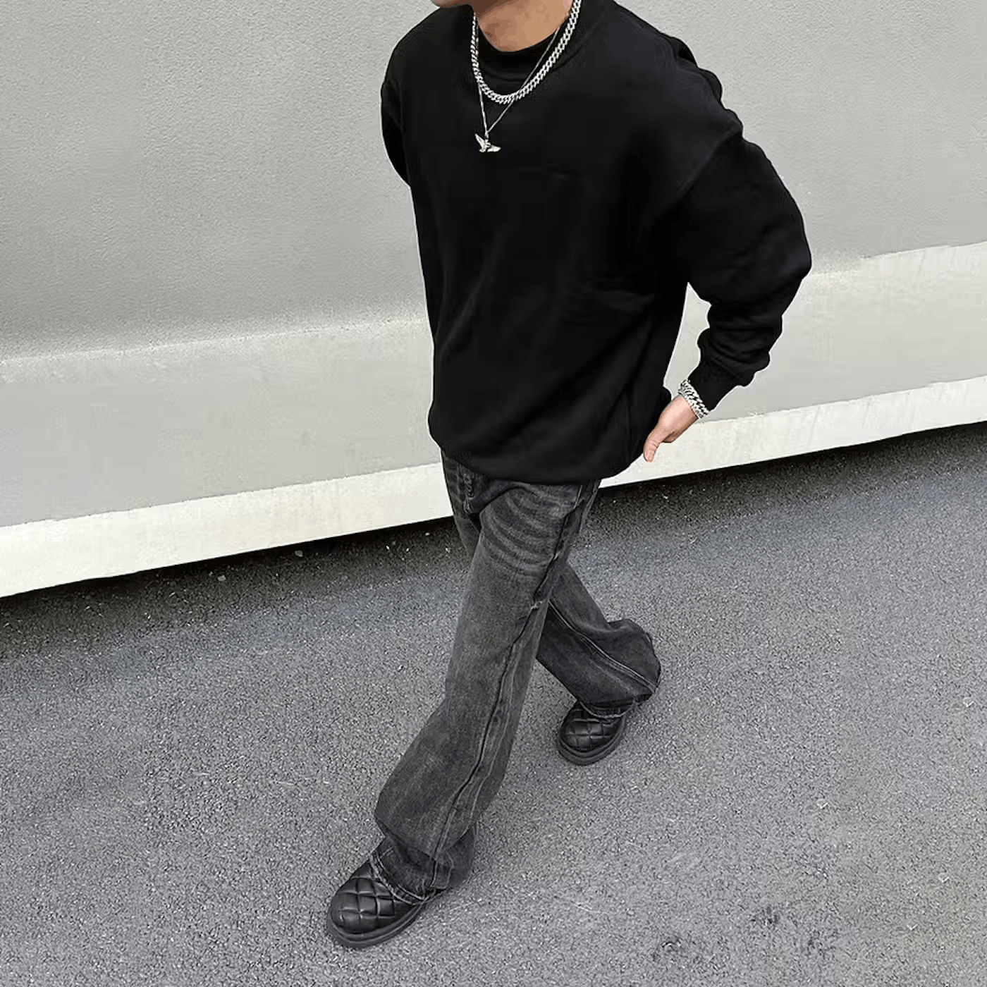 Japanese Brand × Jean Street Loose Straight Flare Black Jeans Size US 32 / EU 48 - 4 Thumbnail