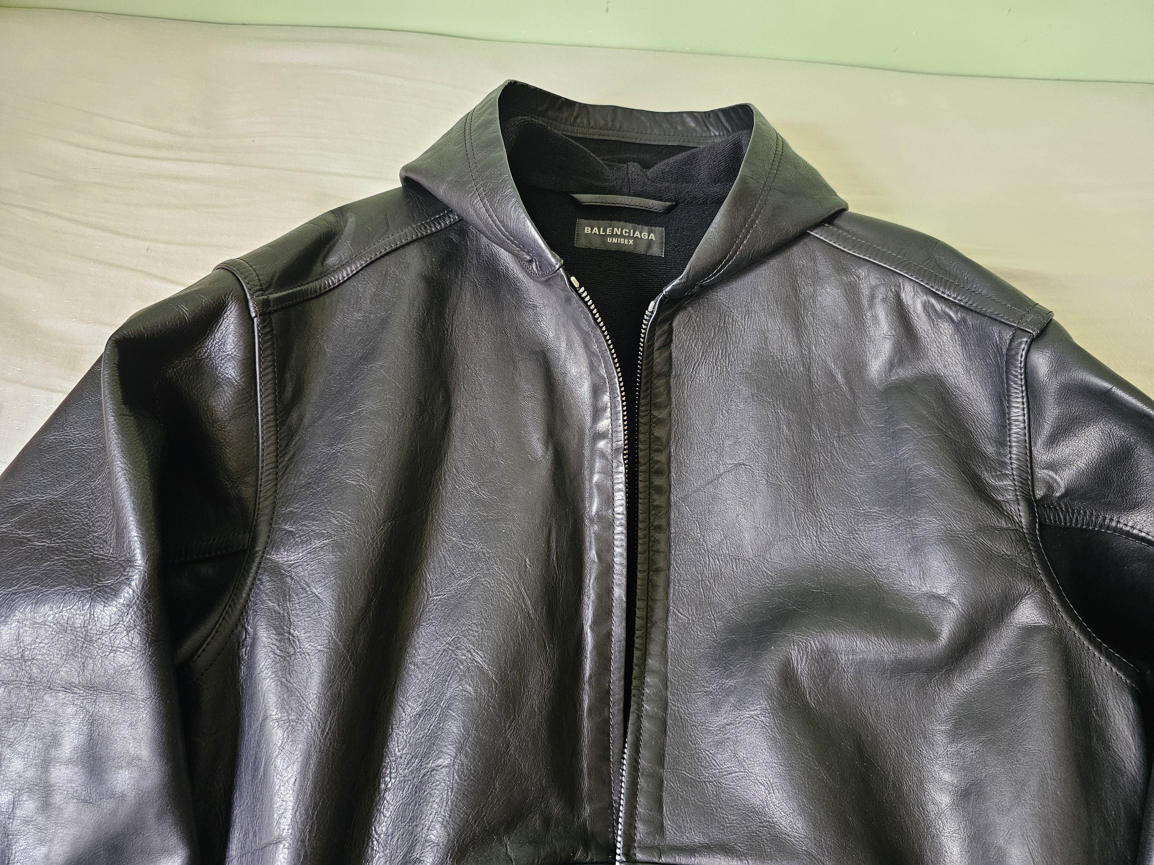 Balenciaga Balenciaga Leather Hoodie Jacket Lined with Cotton Size S / US 4 / IT 40 - 3 Thumbnail