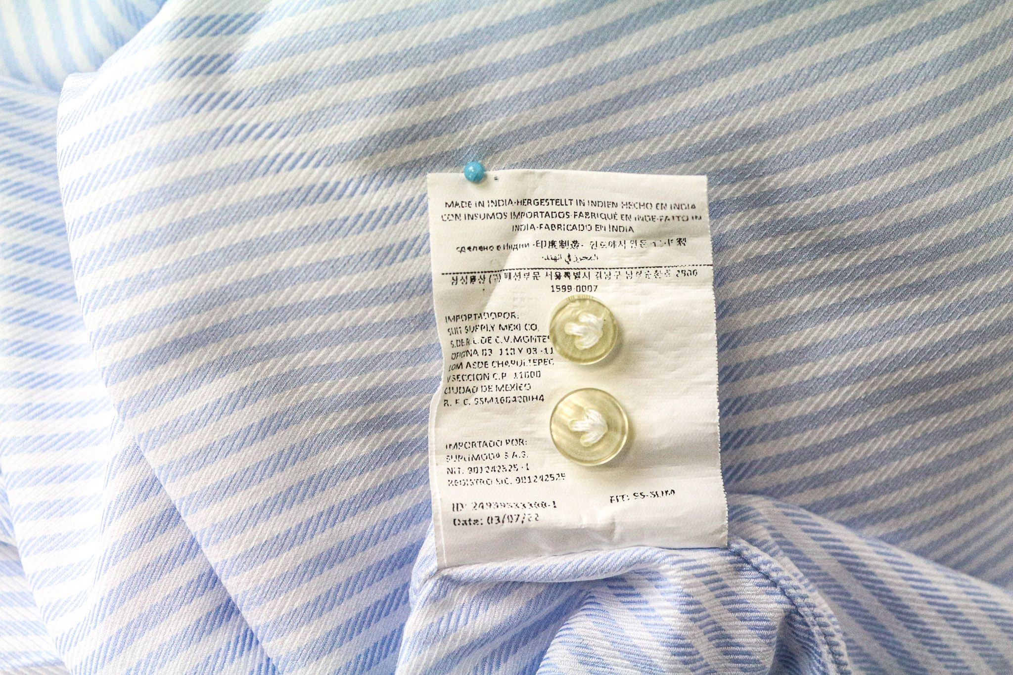 Suitsupply ~L Slim Blue Cotton Striped Button-Up Shirt 78724 Size US L / EU 52-54 / 3 - 6 Thumbnail