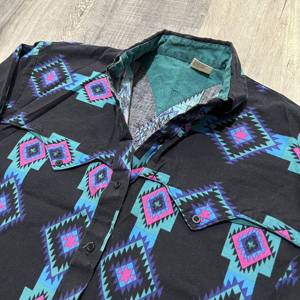 Vintage VTG Aztec Western Button Shirt Black Rodeo Southwestern Size M / US 6-8 / IT 42-44 - 2 Thumbnail