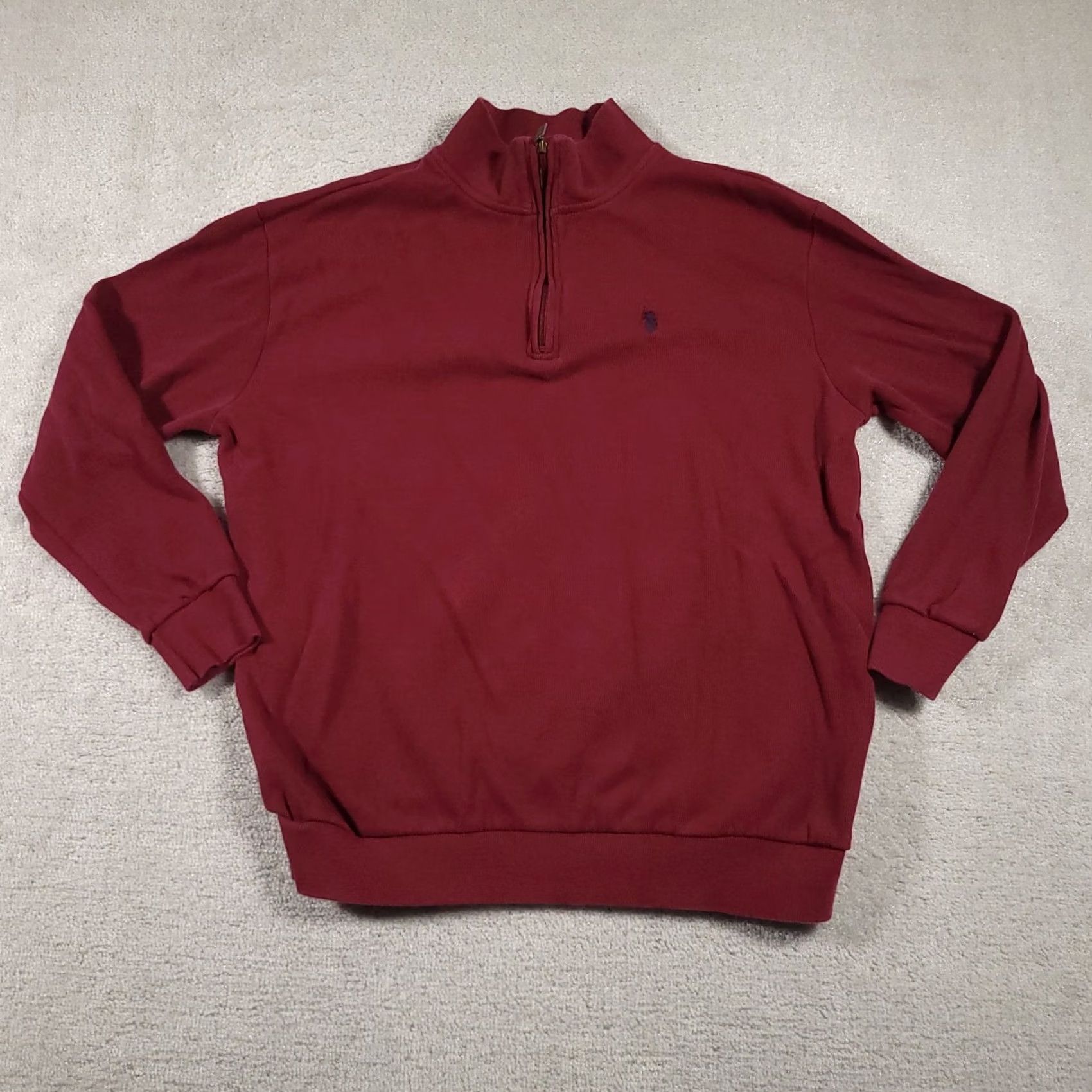 U.S. Polo Assn. U.S. Polo Assn. Sweater Shirt LT Tall Burgundy 1/4 Zip Pullover Mens Heavy Knit Long Sleeve Mock Neck Logo Embroidered Zipper Size US L / EU 52-54 / 3 - 2 Thumbnail