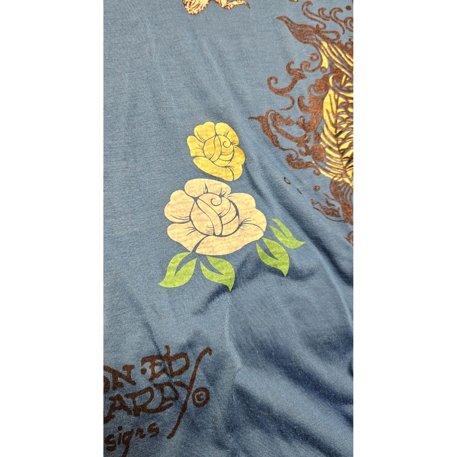 Ed Hardy Ed Hardy Blue Tattoo Dagger Dragon Passion Love V-Neck Tunic Dress L Womens Short Sleeve Tattoo Graphic 2000s Y2K Chrome Rhinestone Logo Vintage No Size L / US 10 / IT 46 - 3 Thumbnail