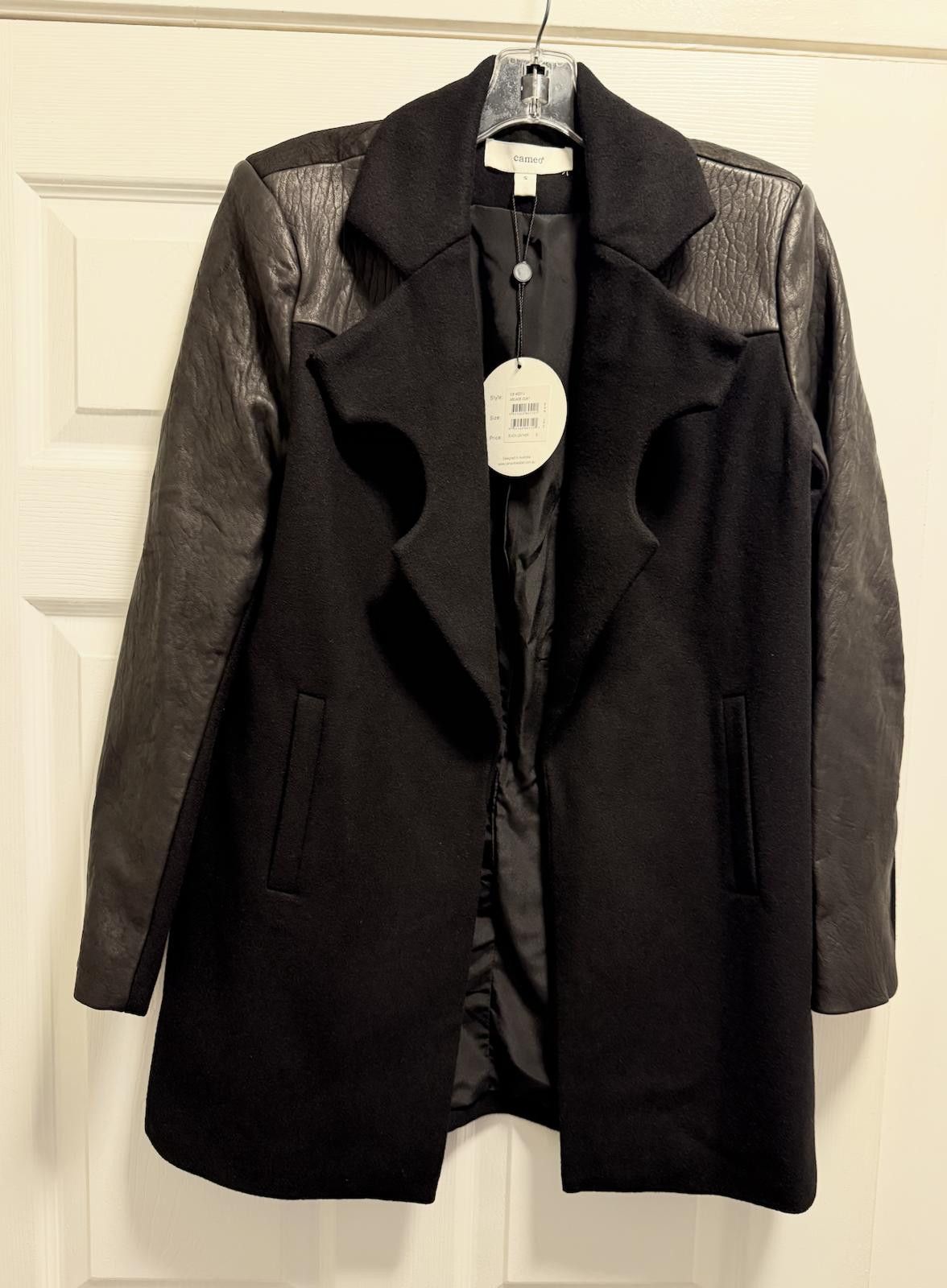 Camel Cameo Arcade Coat: Wool Leather Luxe Fusion NWT Size US S / EU 44-46 / 1 - 8 Thumbnail