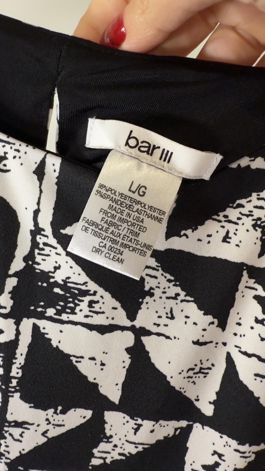 Bar III Stylish Black & White Geometric Dress by bar iii - Size L Size L / US 10 / IT 46 - 3 Thumbnail