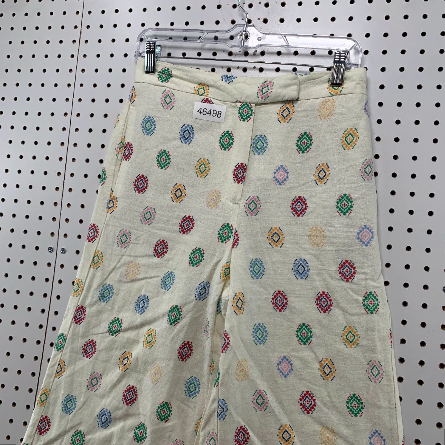 Anthropologie VINTAGE Anthropologie Linen Wide Leg Pants Women S Hippie Boho 28x26 Beige Floral Linen Crew? Size 28" / US 6 / IT 42 - 7 Thumbnail