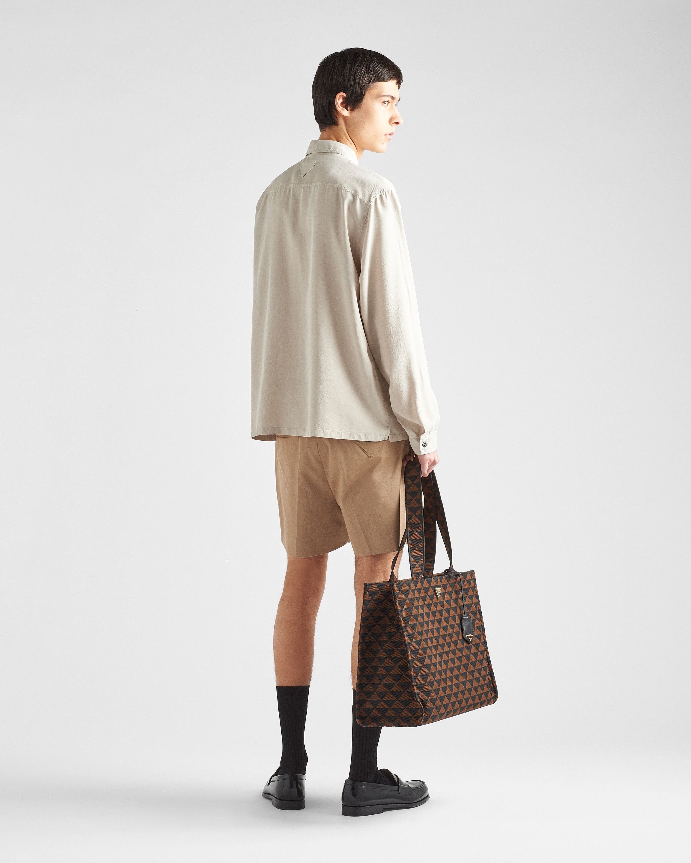 Prada o1bcso1str1025 Silk Shirt in Ivory Size US L / EU 52-54 / 3 - 6 Thumbnail