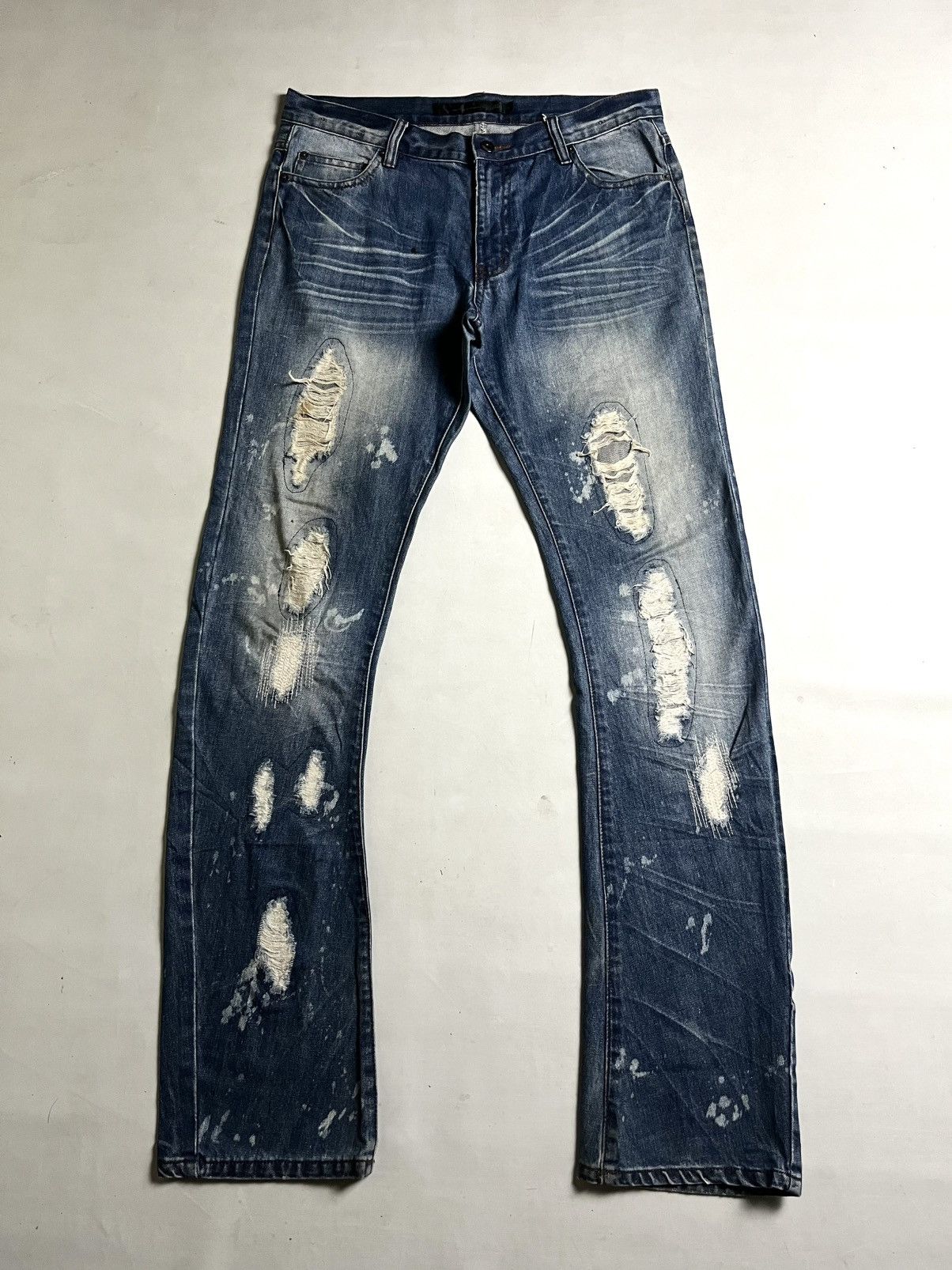Tornado Mart 🌴BIDDING OFFER🌴00s Schlussel Distrress Sashiko denim Size US 33 - 1 Thumbnail