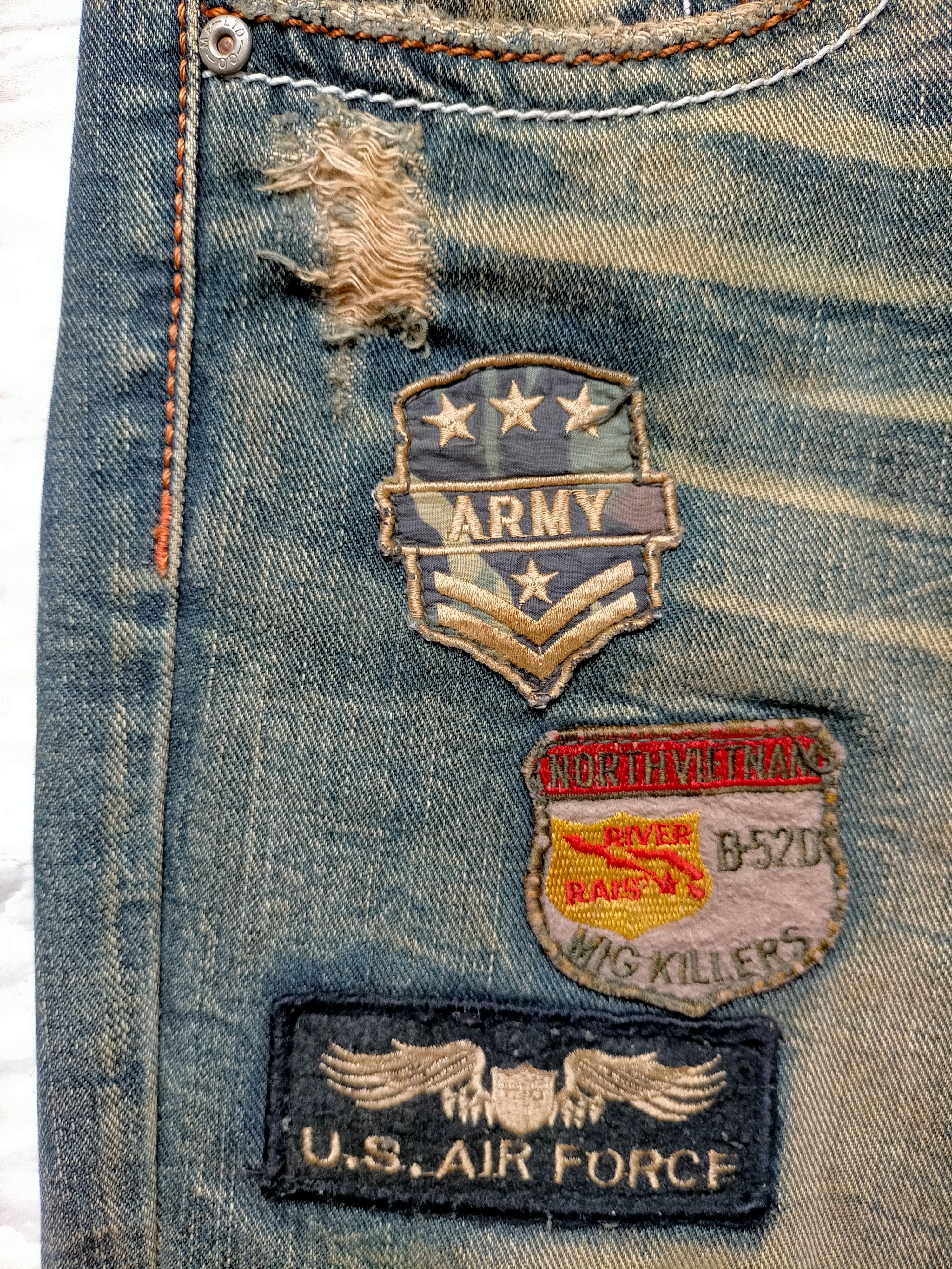 If Six Was Nine Flare Jeans OzzPinball Ripped Patchwork Boot cut denim Size US 35 - 19 Thumbnail
