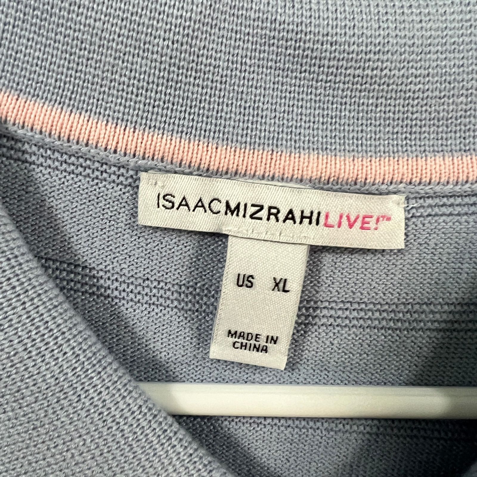 Other Isaac Mizrahi Live! Zip Front Collared Cardigan Satin Blue Size XL / US 12-14 / IT 48-50 - 3 Thumbnail