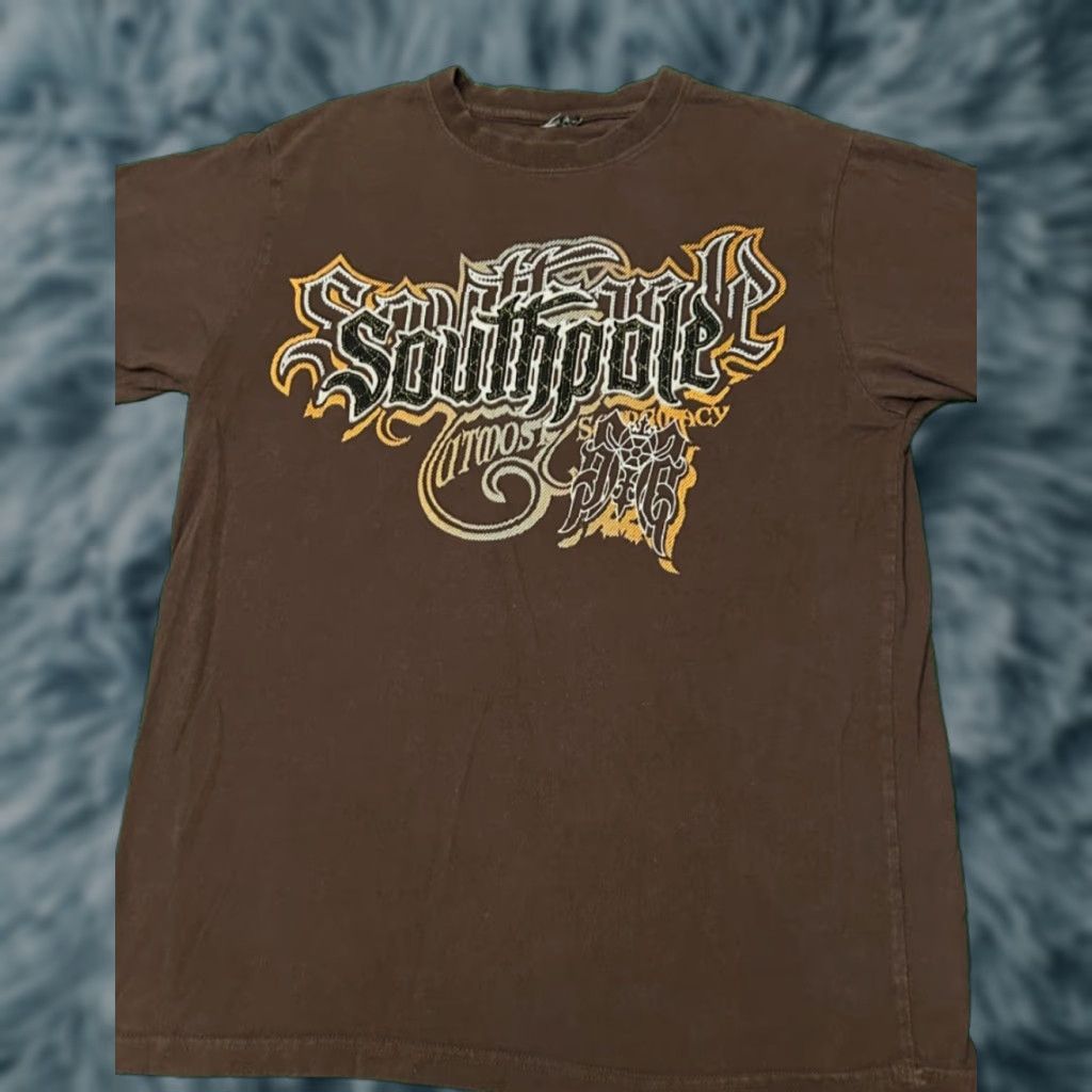 Southpole VINTAGE Southpole T-Shirt MMA Hip Hop Grunge Y2K 90s Classic Logo Brown Sz L Mens Size US L / EU 52-54 / 3 - 1 Thumbnail