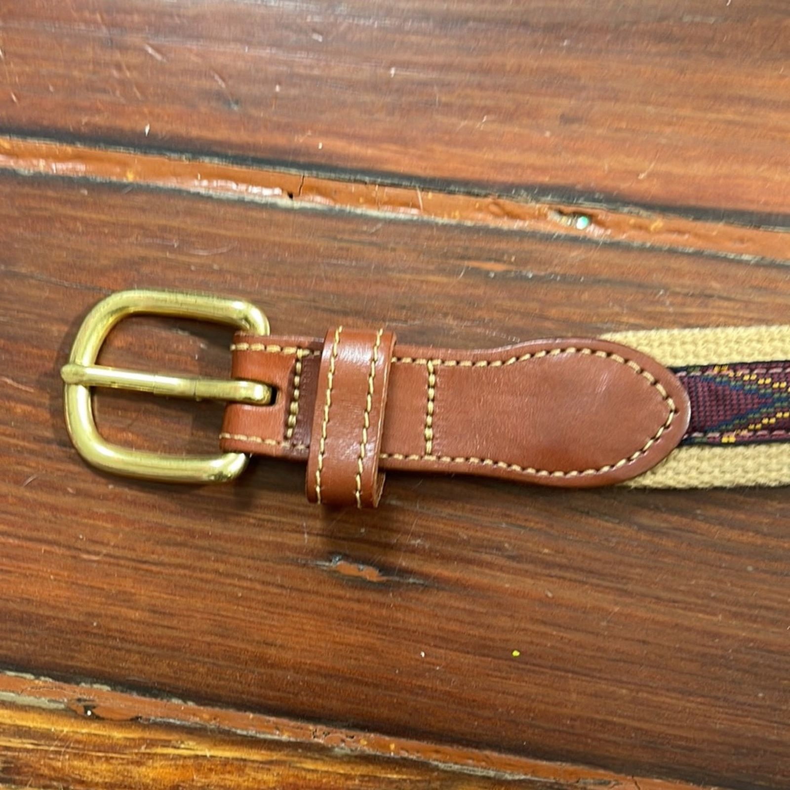 Bonobos Bonobos leather detail woven boho southwestern belt sz 42 Size 42 - 3 Thumbnail