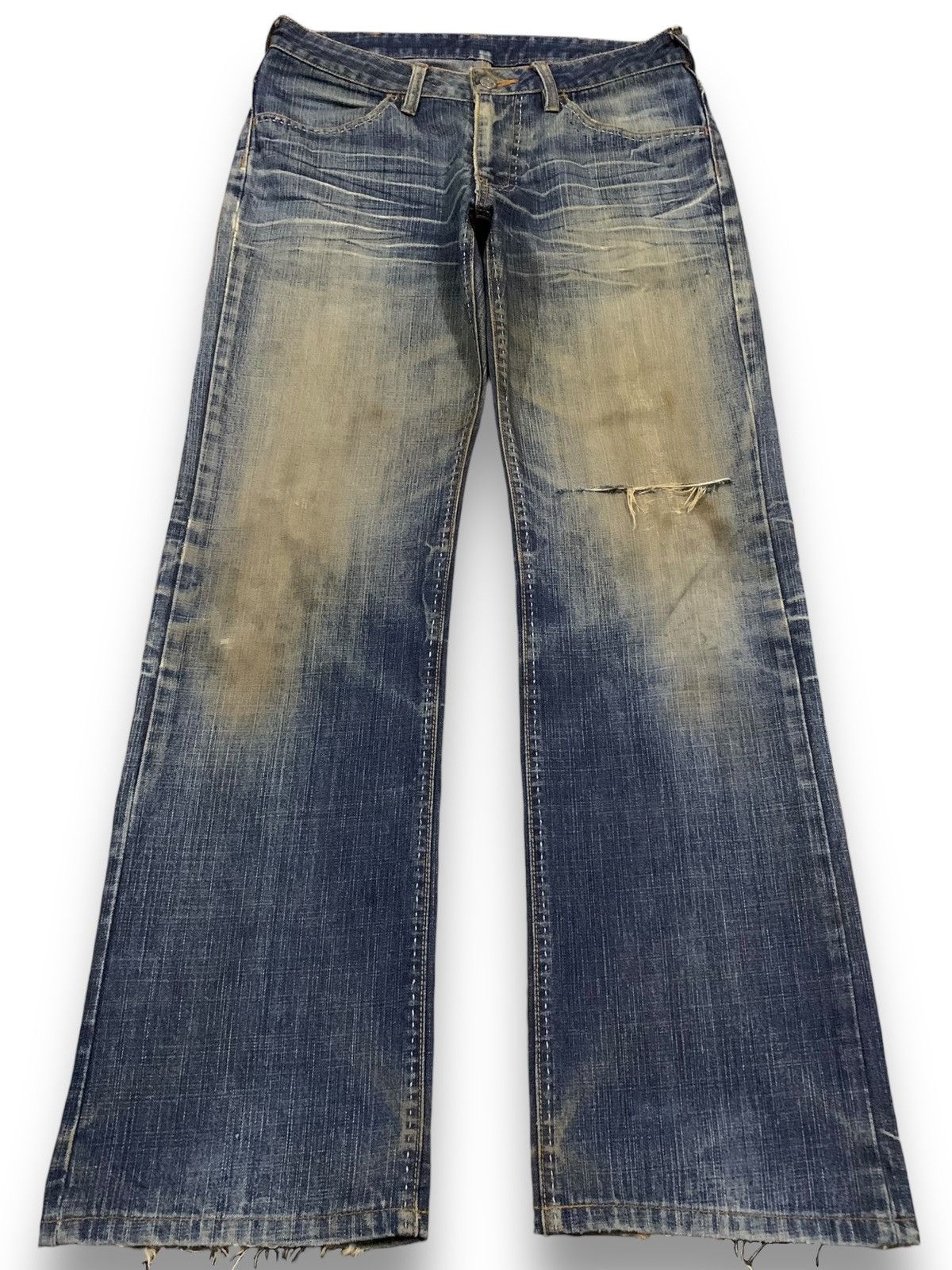 Japanese Brand Vintage Distinction Stitched Mud Wash Loose Fit Grunge Jeans Size US 30 / EU 46 - 1 Thumbnail