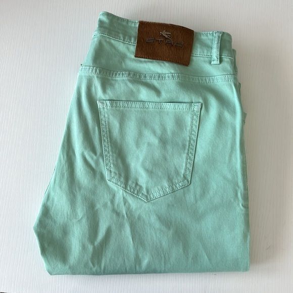 Etro Etro Ponyhair Tag Cotton Mint Branded Leather Straight Leg D Size US 36 / EU 52 - 5 Thumbnail