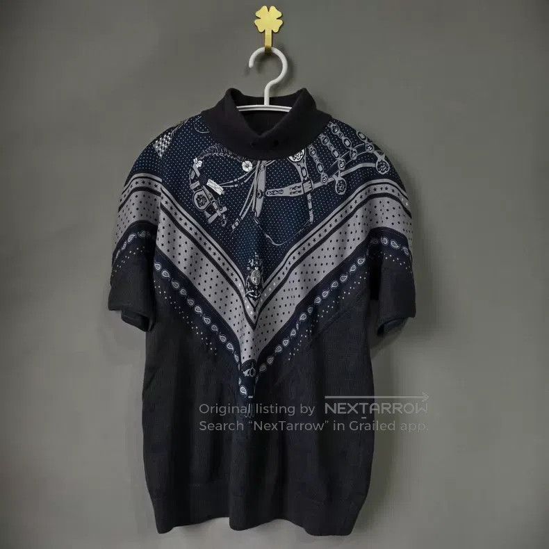 Hermes Hermes Contrast Short Sleeve Knit Top Size XXS / US 00 / IT 34 - 1 Thumbnail