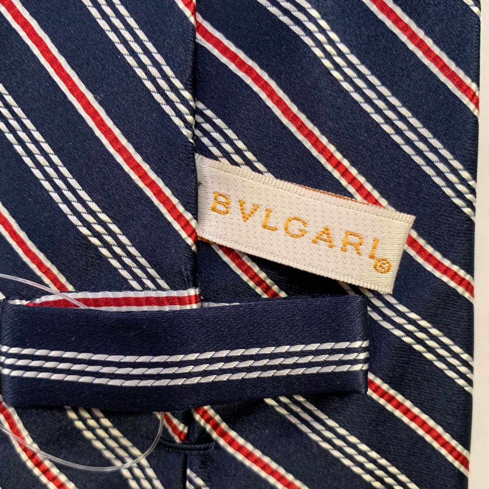 Bvlgari BVLGARI Navy Red Diagonal Stripe Silk Tie Size ONE SIZE - 3 Thumbnail