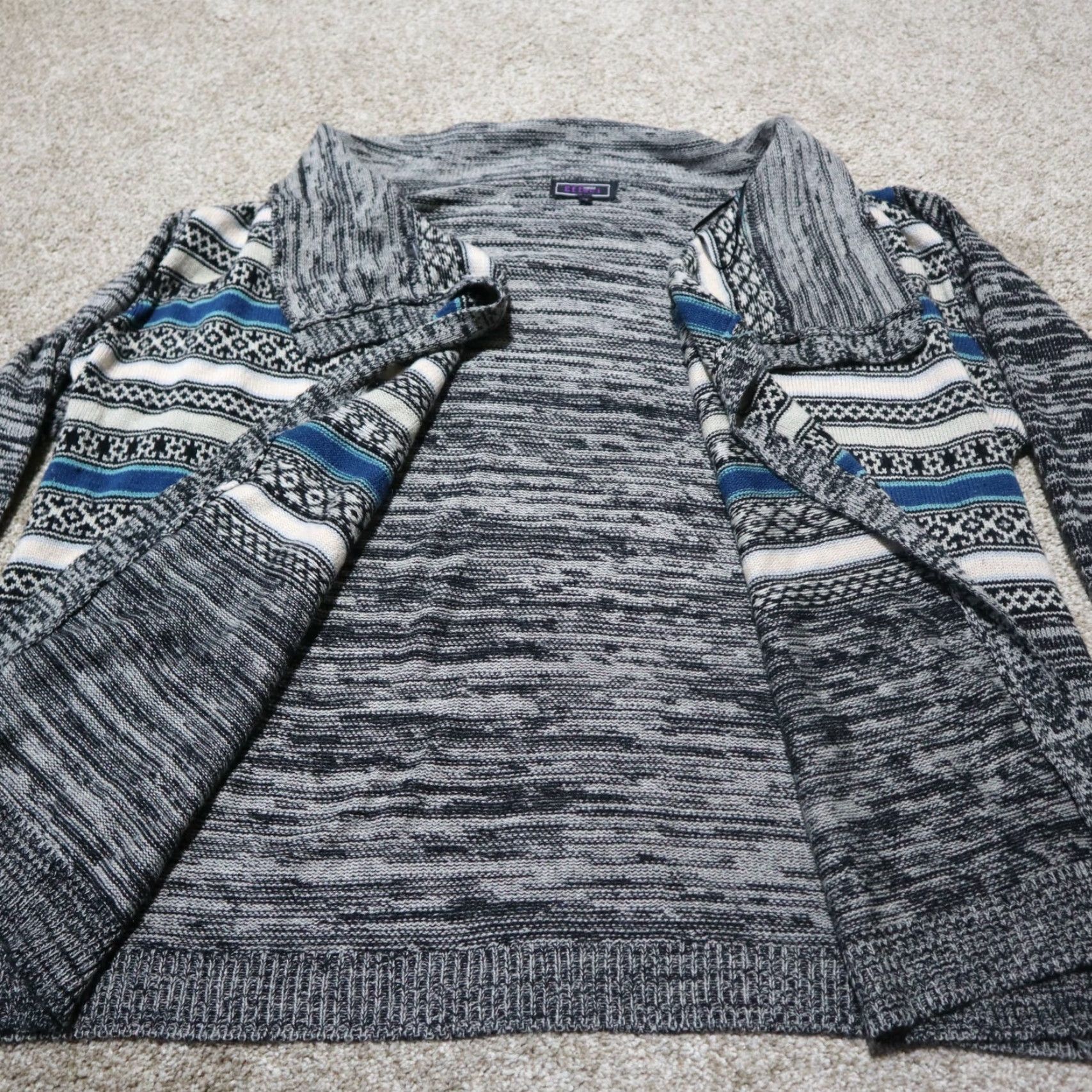 Vintage Effeci Cardigan Sweater Open Front Long Sleeve Collared Knit Wool-Look 2XL Gray Women’s Regular Size 2XL Fall Winter Size XXL / US 16-18 / IT 52-54 - 4 Thumbnail