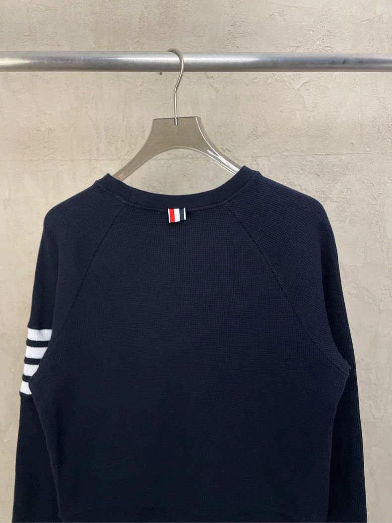 Thom Browne Thom browne Dark blue four-striped waffle round-necked guar Size US L / EU 52-54 / 3 - 4 Thumbnail