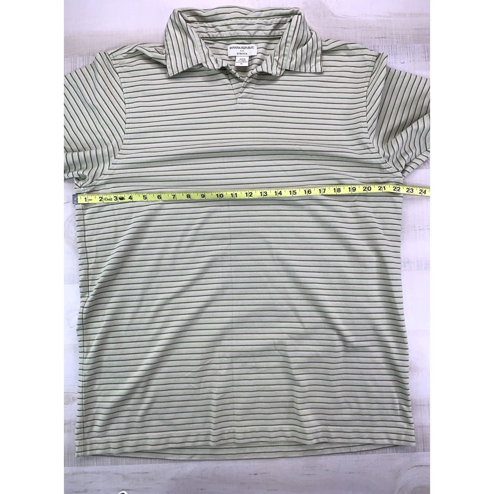 Banana Republic Banana Republic Polo Shirt Mens XL Green Stripe Stretch Wool Cotton Blend Casual Shirt Rugby Style Polo Mens XL Green Stripe Polo Shirt Size US XL / EU 56 / 4 - 3 Thumbnail