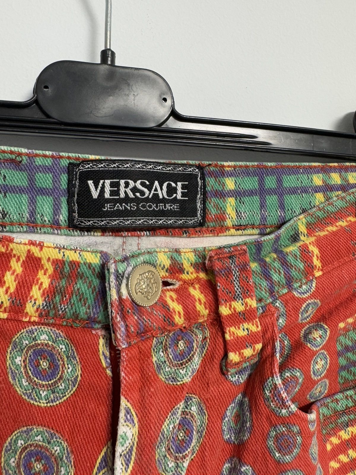 Versace Jeans Couture Rare Versace Jeans Couture 90’s Pants Red Multi Color Italy Size 28" / US 6 / IT 42 - 6 Thumbnail