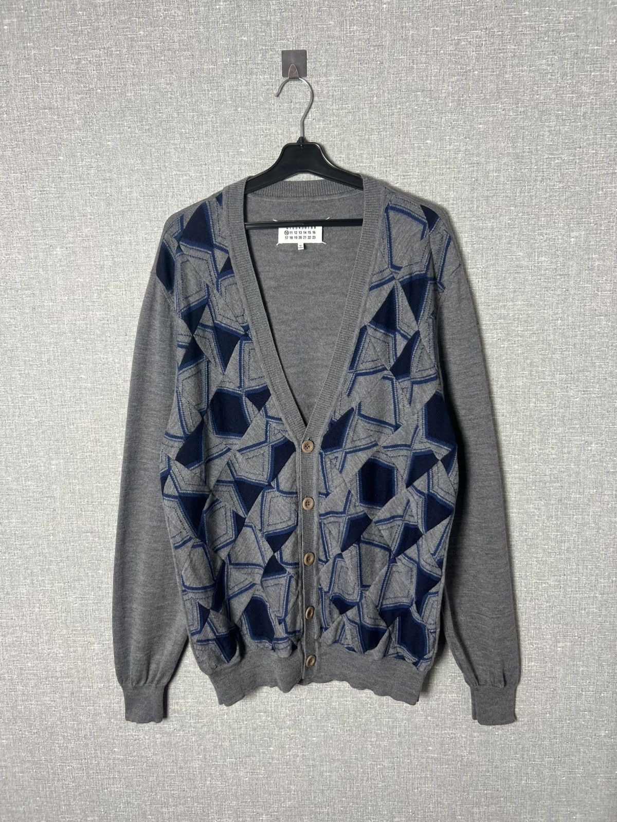 Maison Margiela Maison Margiela Geometric Pattern Wool Cardigan Mens Sweater Size US XL / EU 56 / 4 - 1 Thumbnail