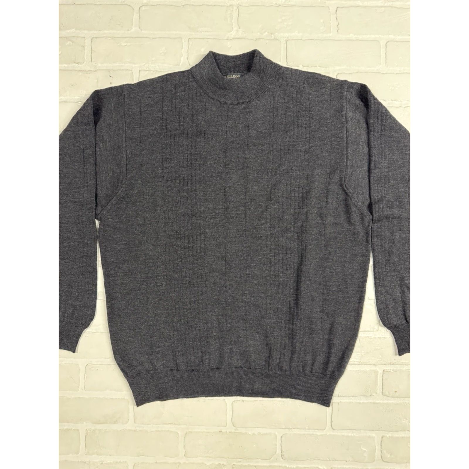 Vintage Cellinni Pullover Wool Sweater Men M NWT Merino Wool Charcoal Gray Italy Size US M / EU 48-50 / 2 - 2 Thumbnail