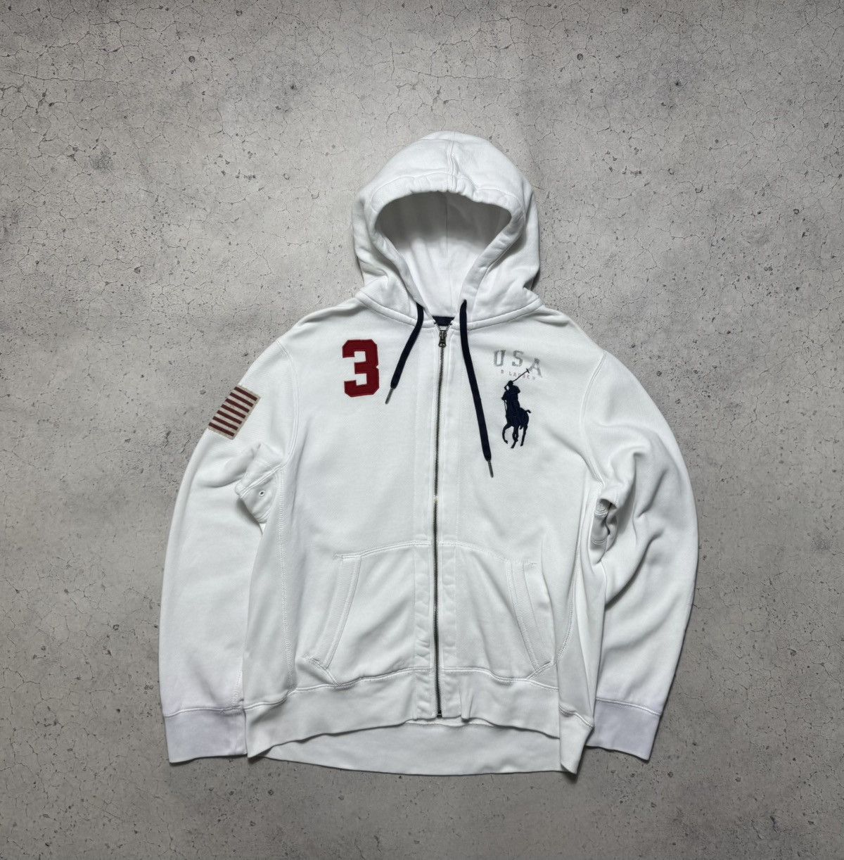 Polo Ralph Lauren Polo Ralph Lauren Big Pony USA #3 Vintage Full Zip Hoodie Size US L / EU 52-54 / 3 - 2 Thumbnail