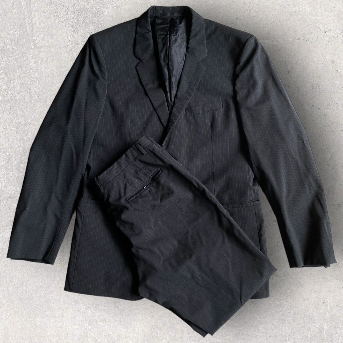 Jil Sander Jil Sander Black/Blue Pinstriped Tailor Suit Set Size US 34 / EU 50 - 1 Thumbnail