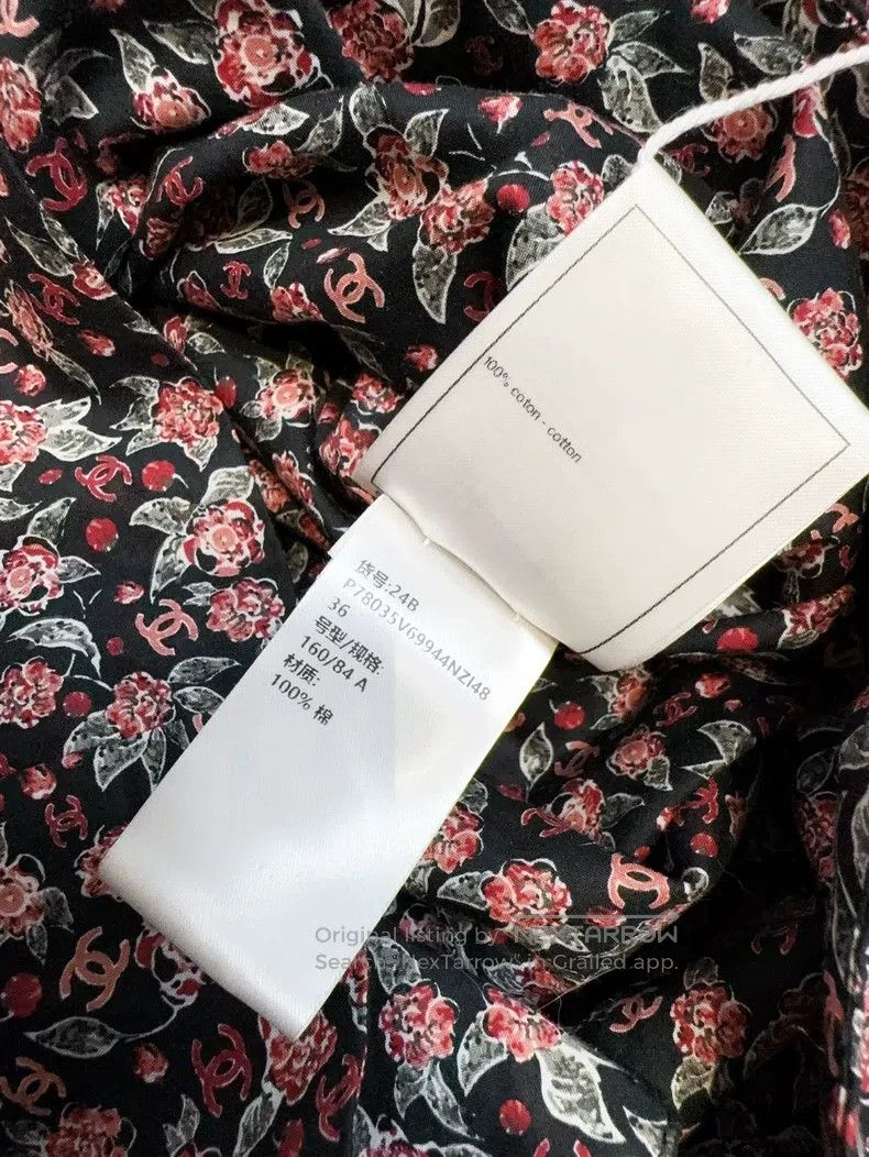 Chanel Chanel 24B black background red broken flower logo long-sl Size XS / US 0-2 / IT 36-38 - 6 Thumbnail