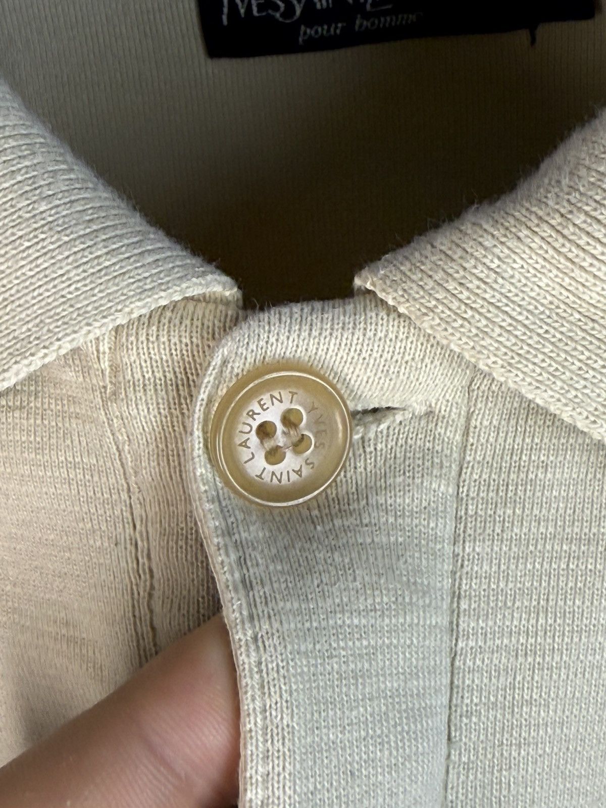 Yves Saint Laurent 90s Beige YSL Sweatshirt 1/4 Button Up Sweater Rugby Shirt Size US XL / EU 56 / 4 - 4 Thumbnail