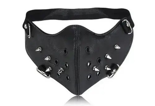 Jewelry Punk Rivet PU Leather Adjustable Face Mask Size ONE SIZE - 2 Thumbnail