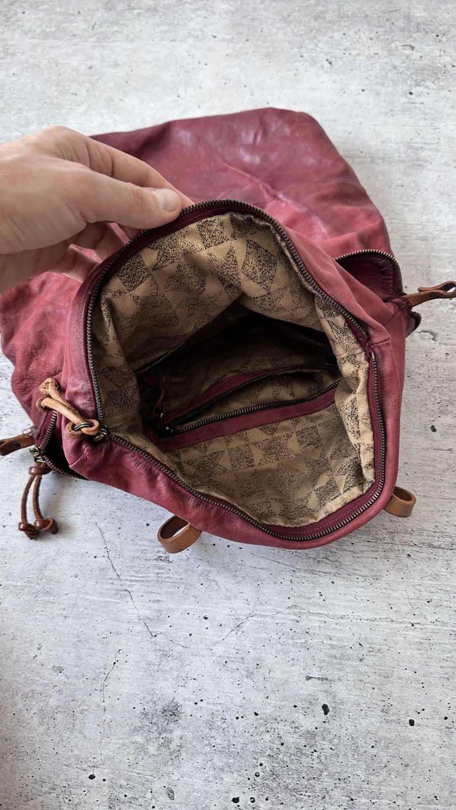 A.S.98 AS98 Leather Hobo Bag Foldover Large Slouchy Tote Oxblood Size ONE SIZE - 12 Thumbnail