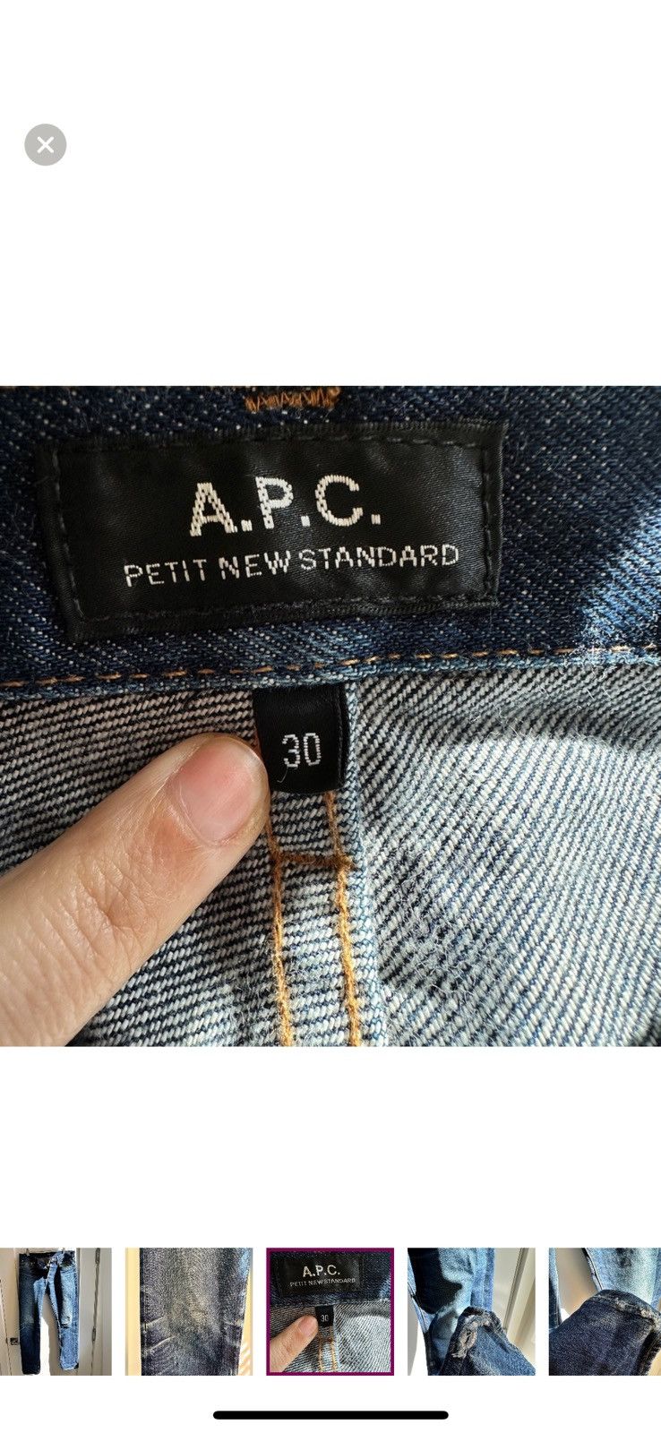 A.P.C. Broken in APC selvedge raw denim (30) Size US 30 / EU 46 - 3 Thumbnail