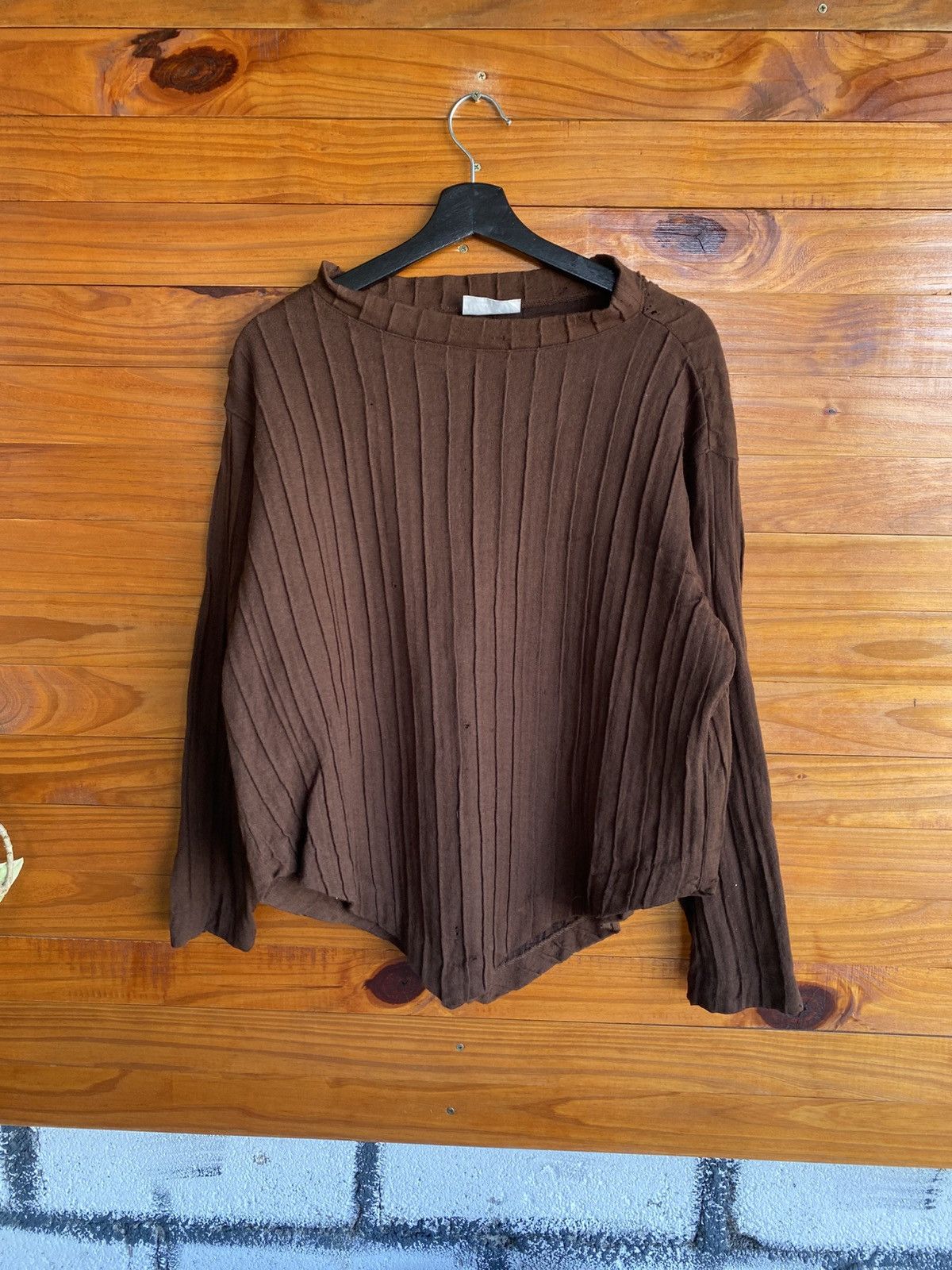 Issey Miyake Vintage HAI Sporting Gear Brown Ribbed Knit Top Issey Miyake Size M / US 6-8 / IT 42-44 - 3 Thumbnail