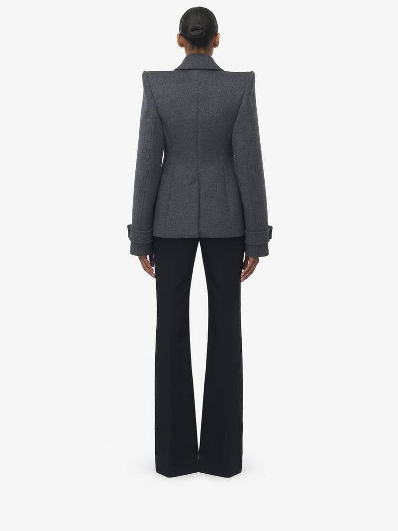 Alexander McQueen o1srvl11e0226 Tailored Peacoat In Grey Size XL / US 12-14 / IT 48-50 - 5 Thumbnail